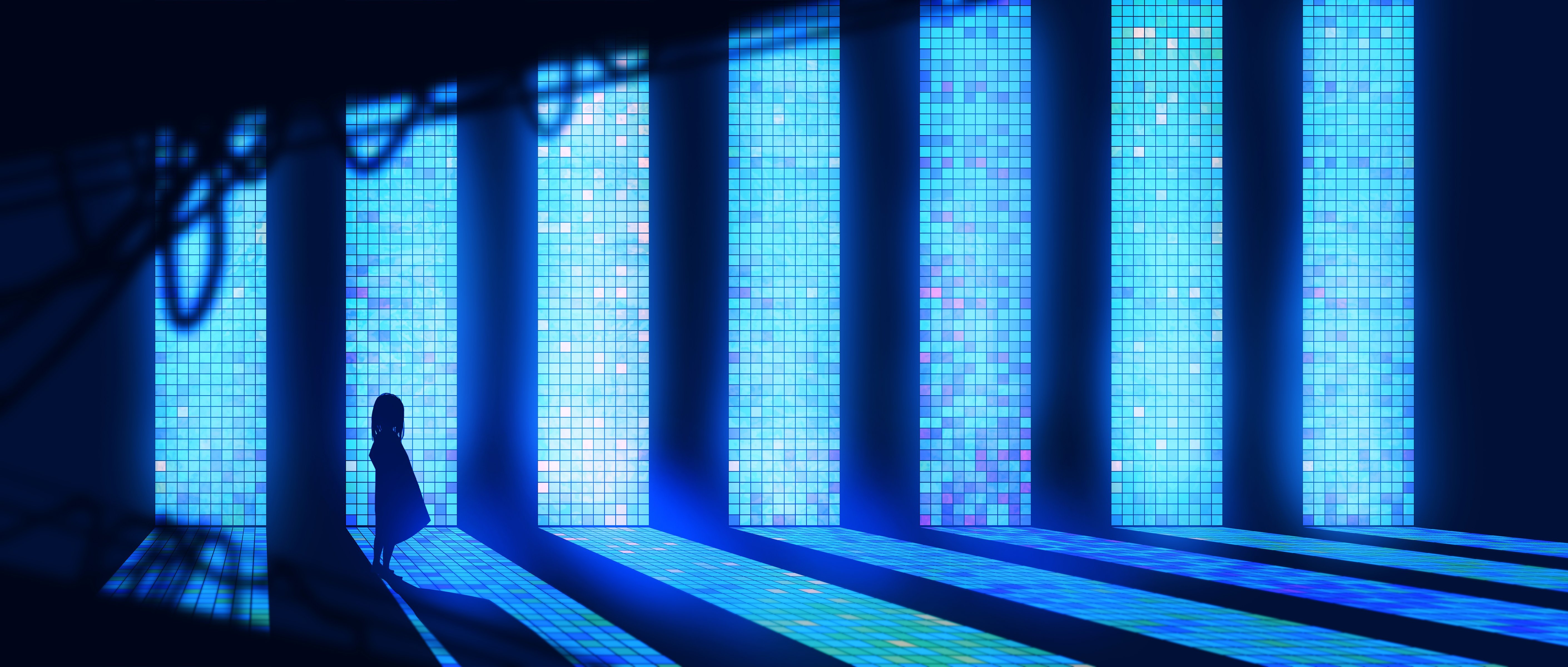 Neon lights anime landscape Wallpaper for Desktop