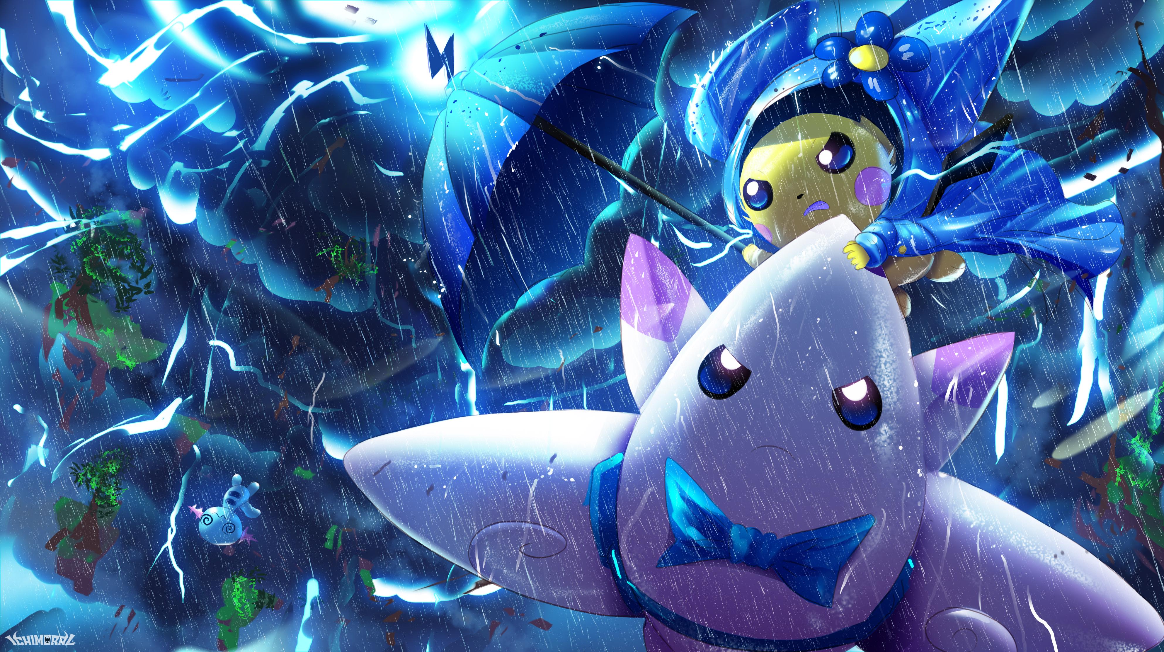 COMMISSION cute wallpaper i had the chance to do of this Pichu and Togekiss OCs x3 (art by me )