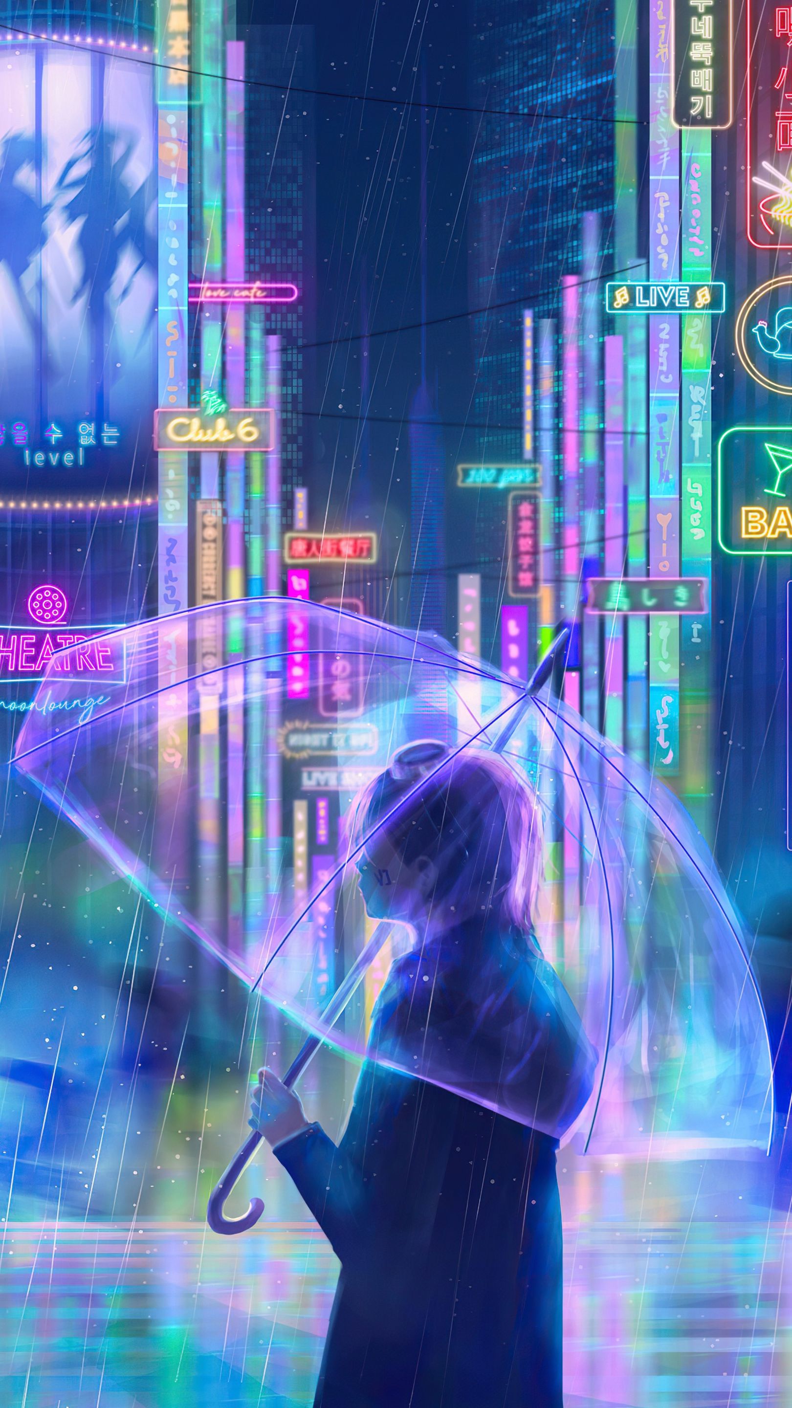Neon Dreams in the Anime City Rain