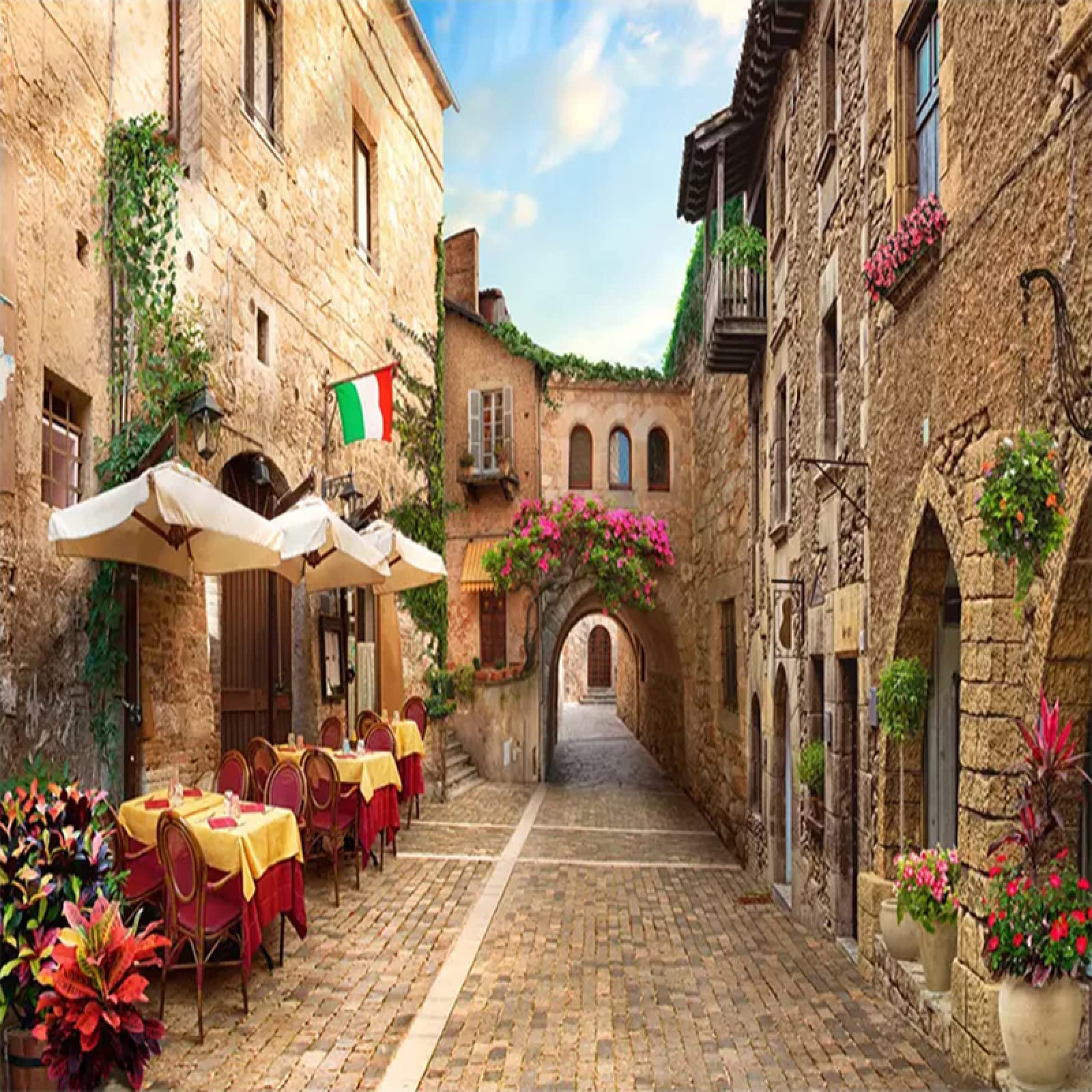 3D European Small Town Wallpaper 3D Mural, Italian Flair Street View Custom Wall Poster Decor, Wall Painting for Bedroom and Living Room TV Background 79 by 55, Tools & Home