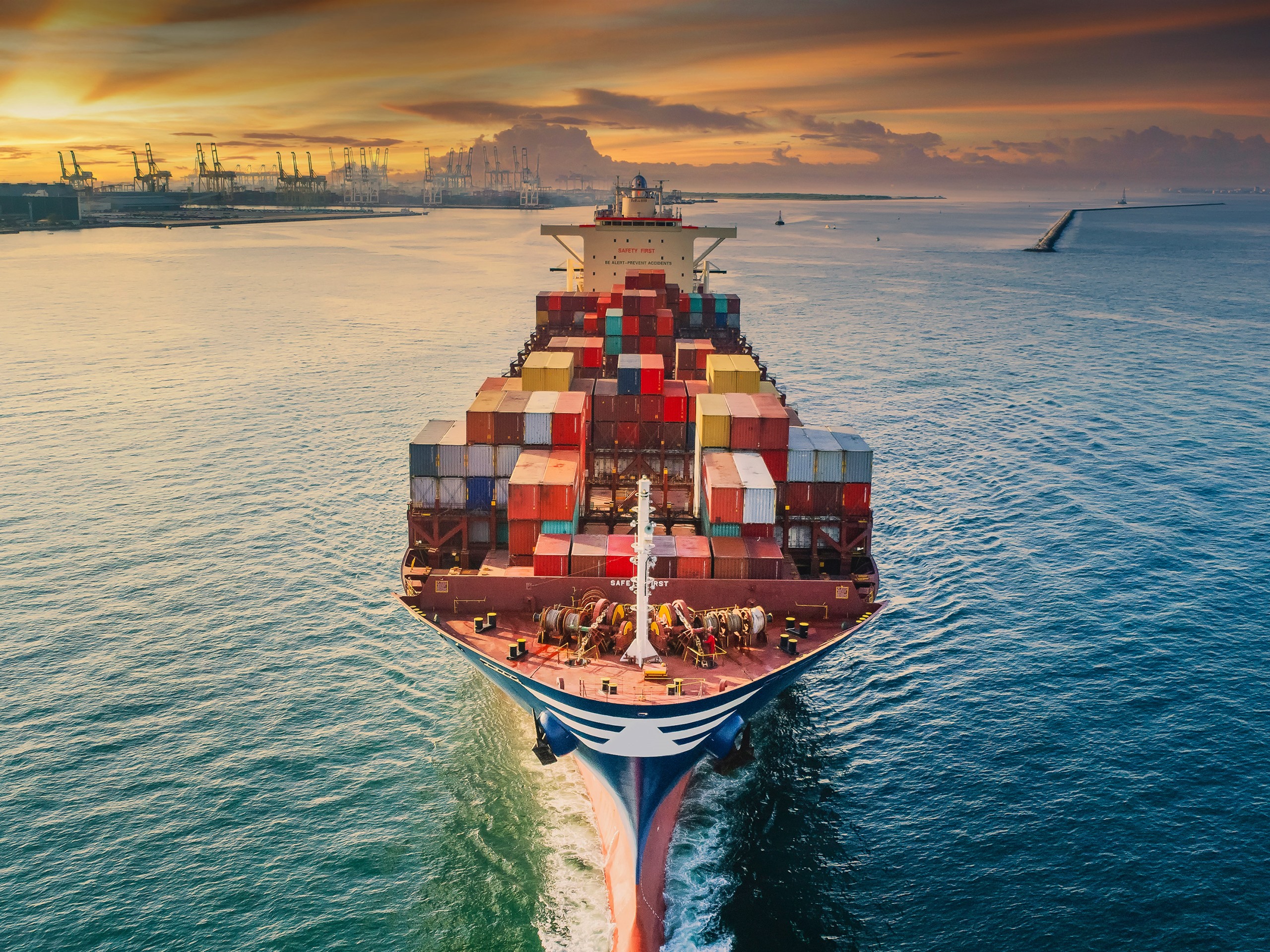 Maritime Day Container ship Commercial Port Thailand Bing 4K