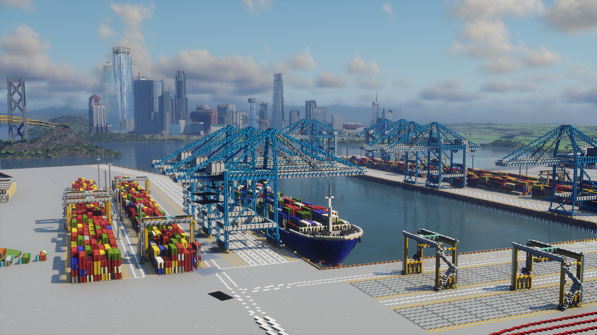 We built a shipping port for our Minecraft city!