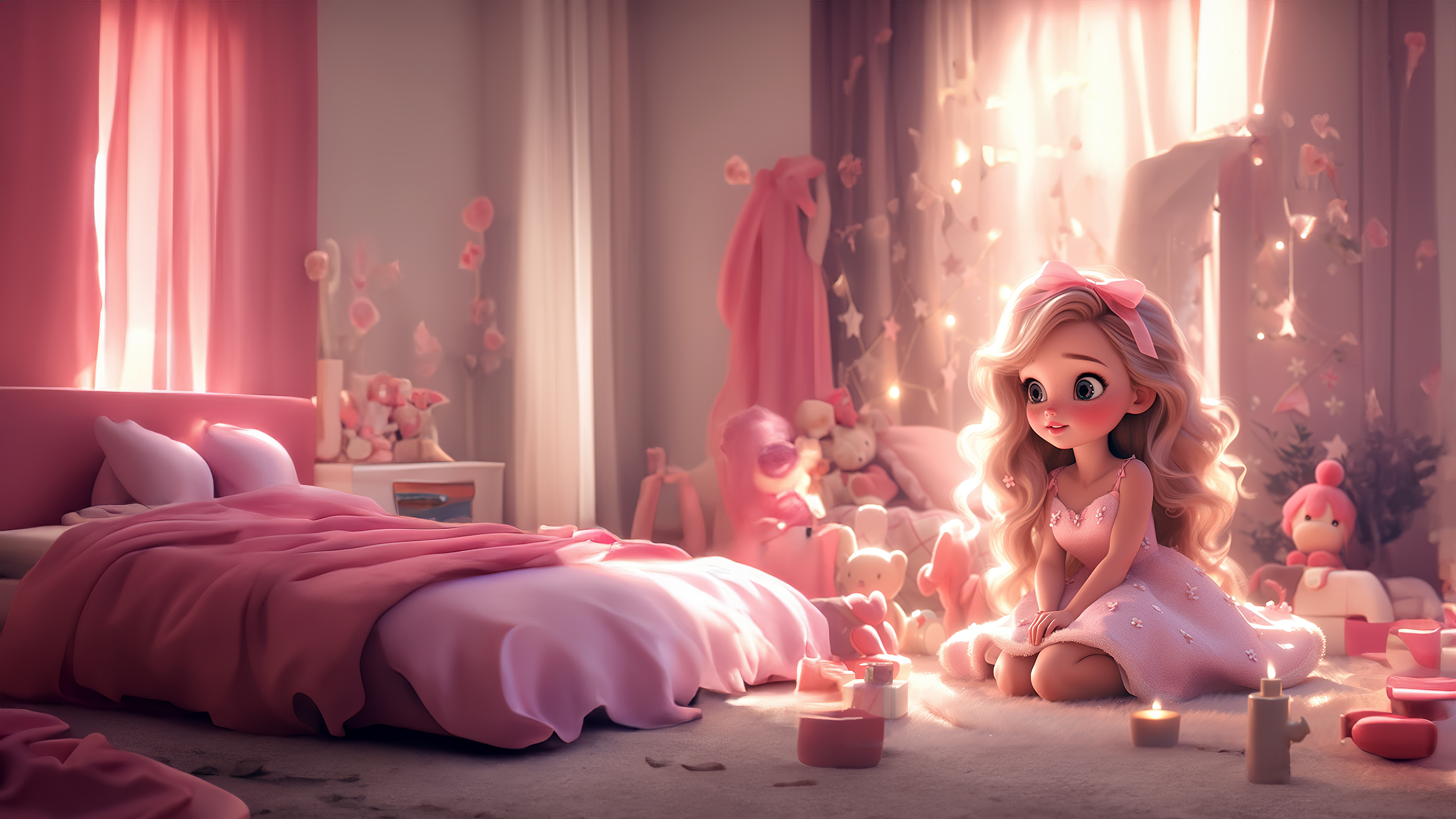 Barbie Wallpaper 4K, Room, Cute Girl