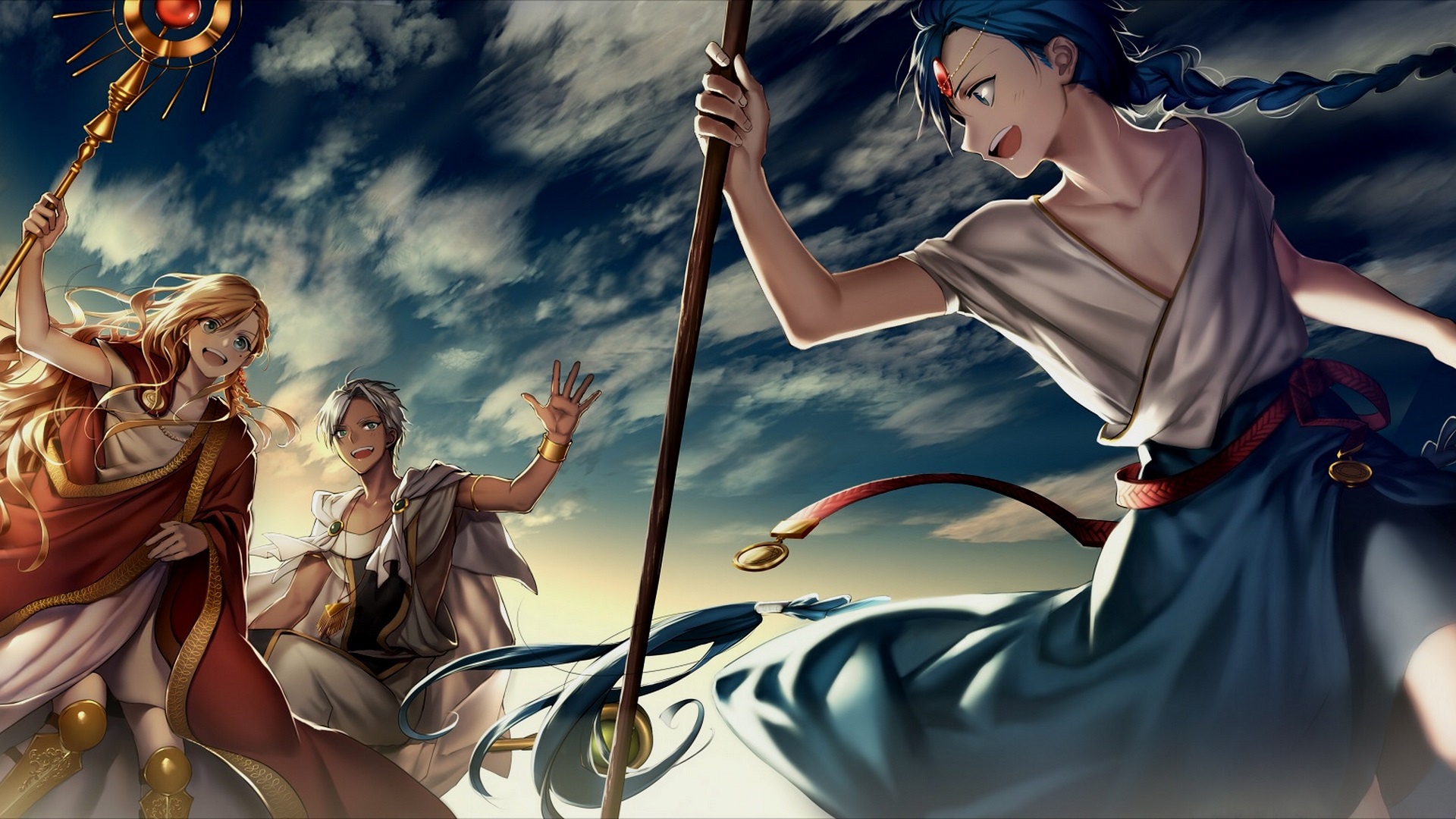 Wallpaper the sky, anime, art, guys, Magi The Labyrinth of Magic for mobile and desktop, section прочее, resolution 1920x1080