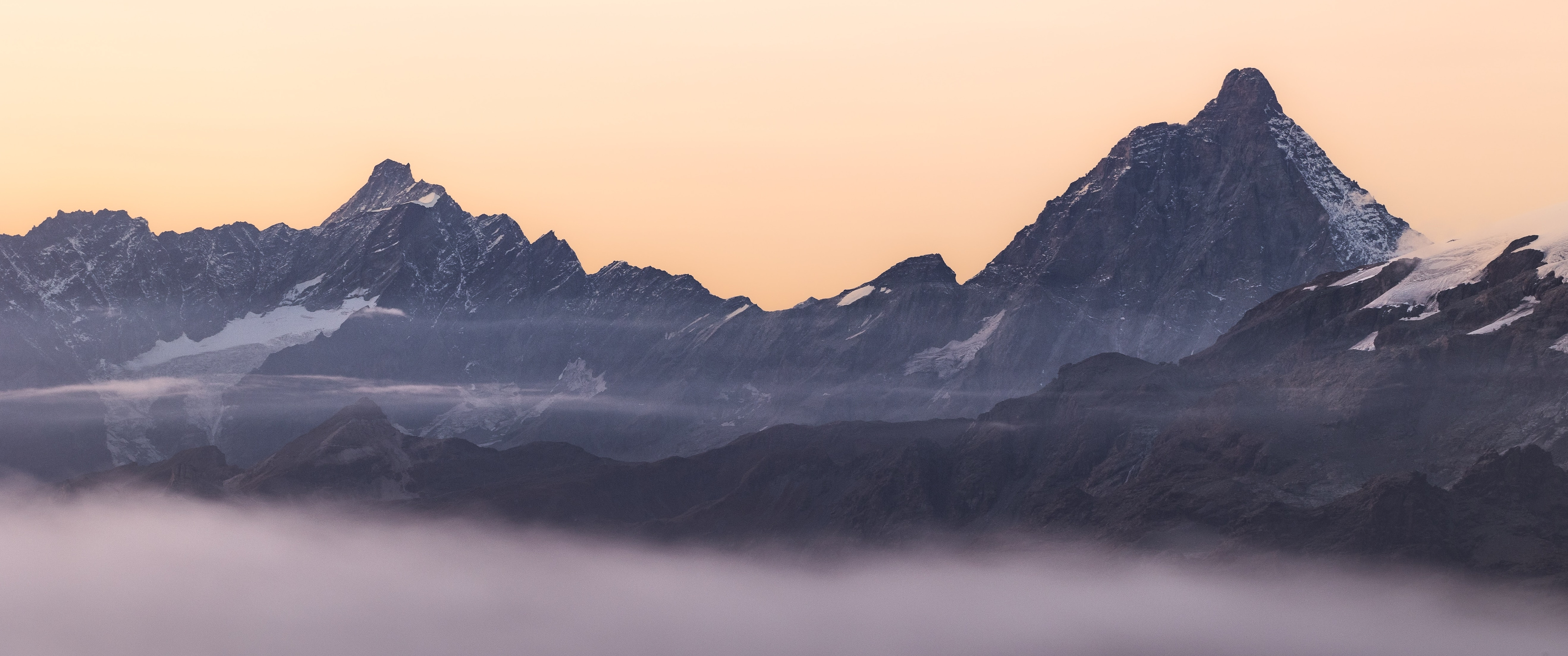 Mountain Range Covered In Fog UltraWide Quad HD 1440P , HD 4k Wallpaper, Image, Background, Photos and Picture