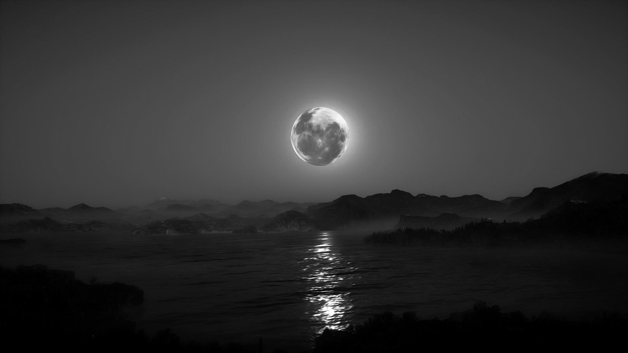 Moon Night Sky Fantasy Black And