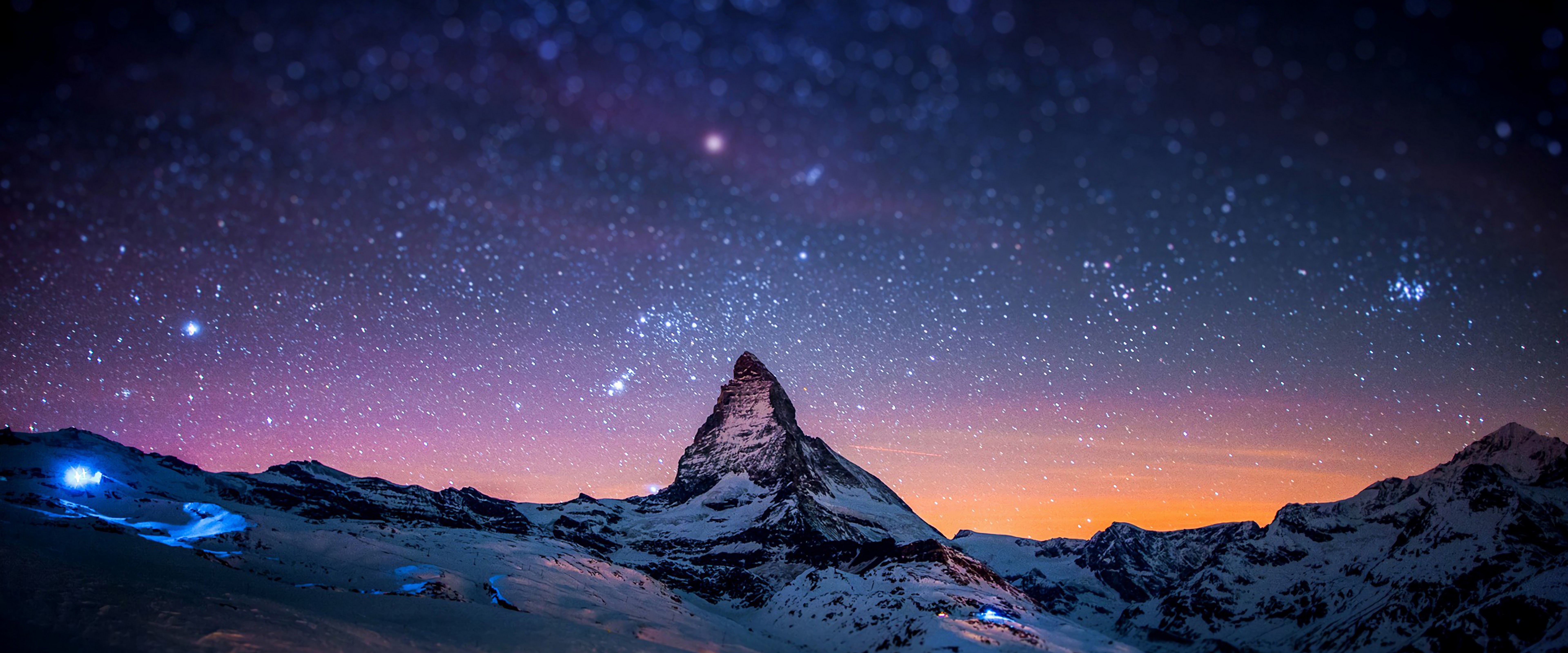 Night Sky Stars Mountain Landscape Scenery 4K Wallpaper