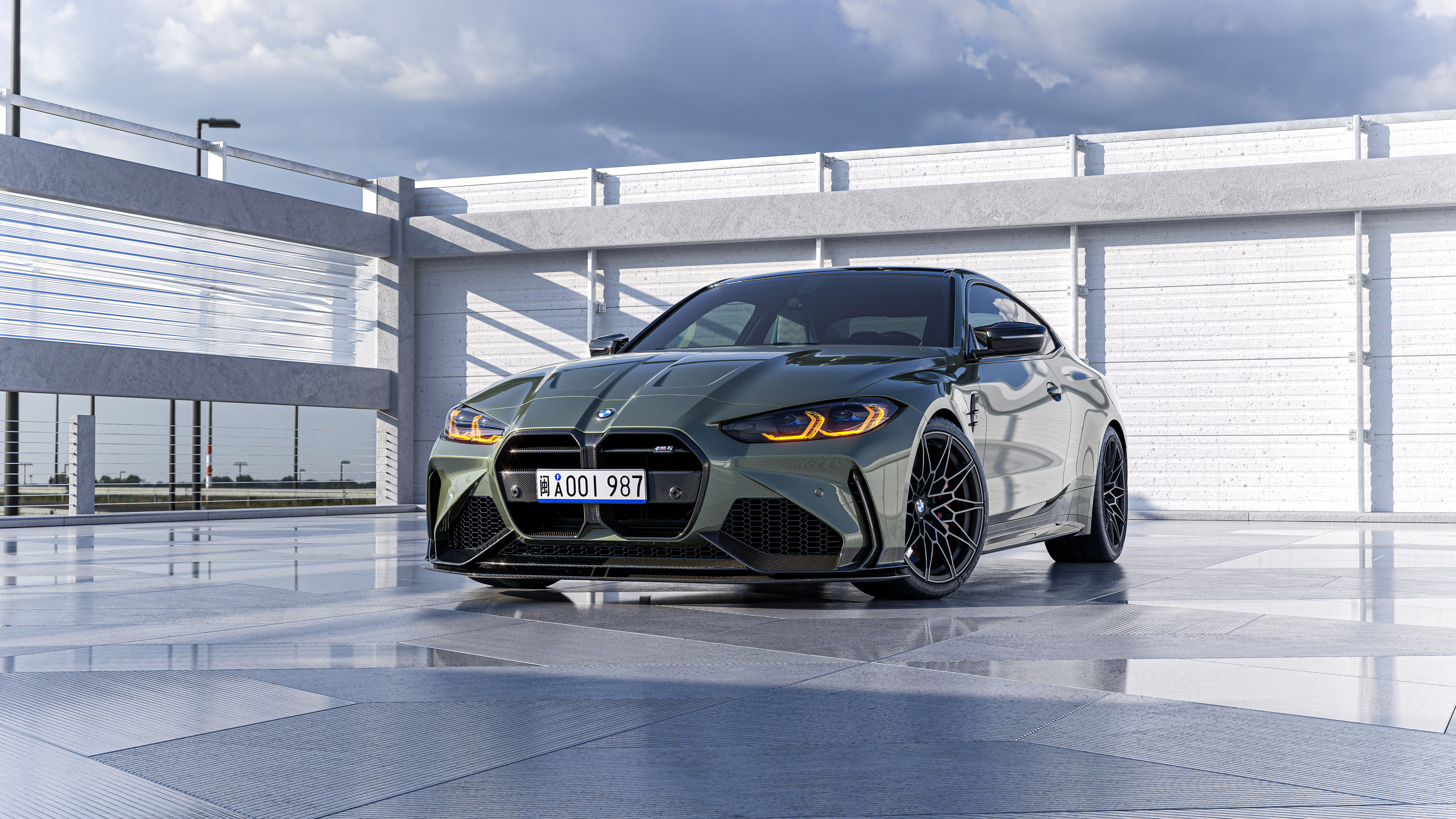 BMW M4 G82 car on a gray background Desktop wallpaper 600x382