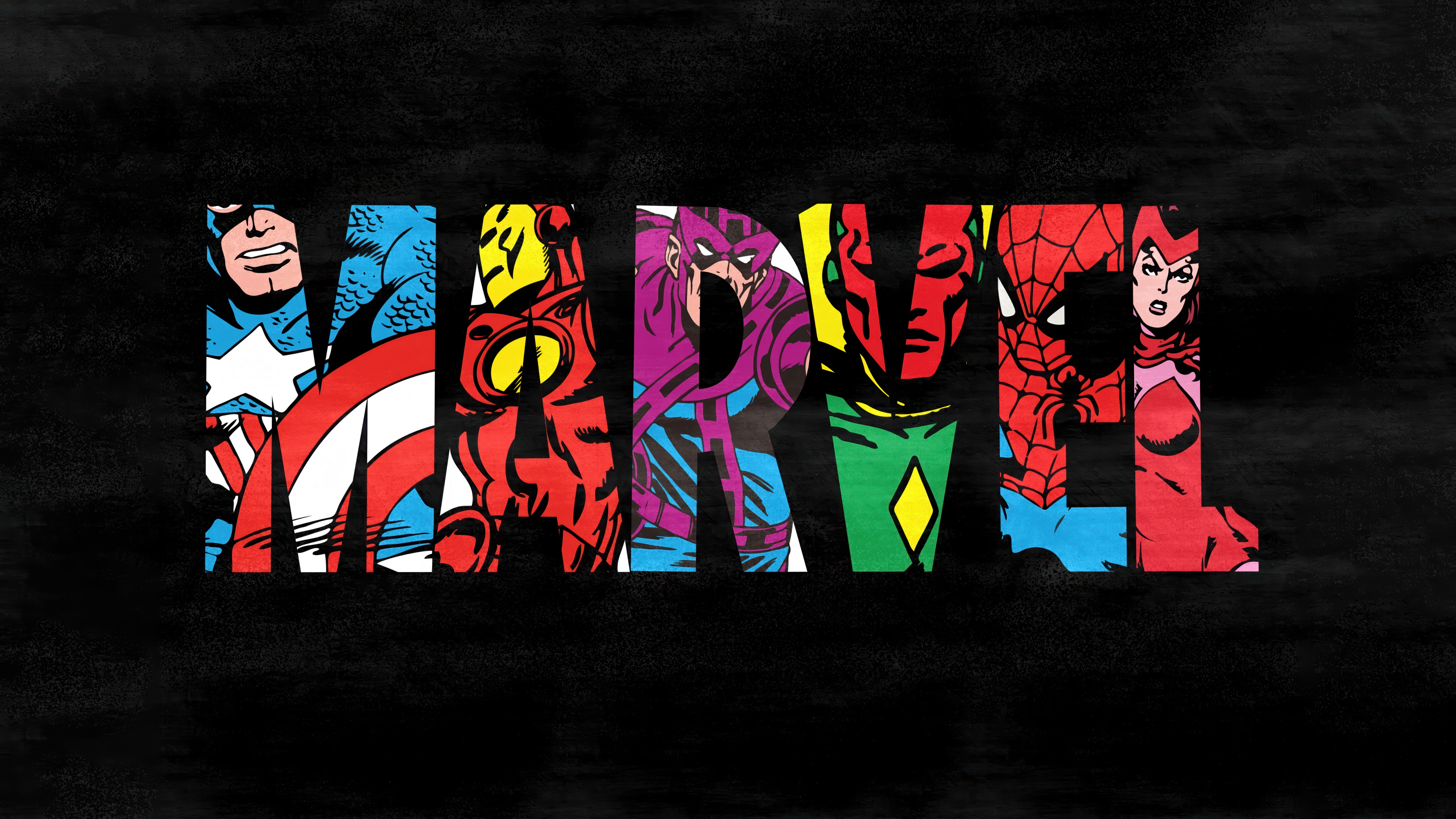 Marvel Wallpaper 4K, Logo, Dark background