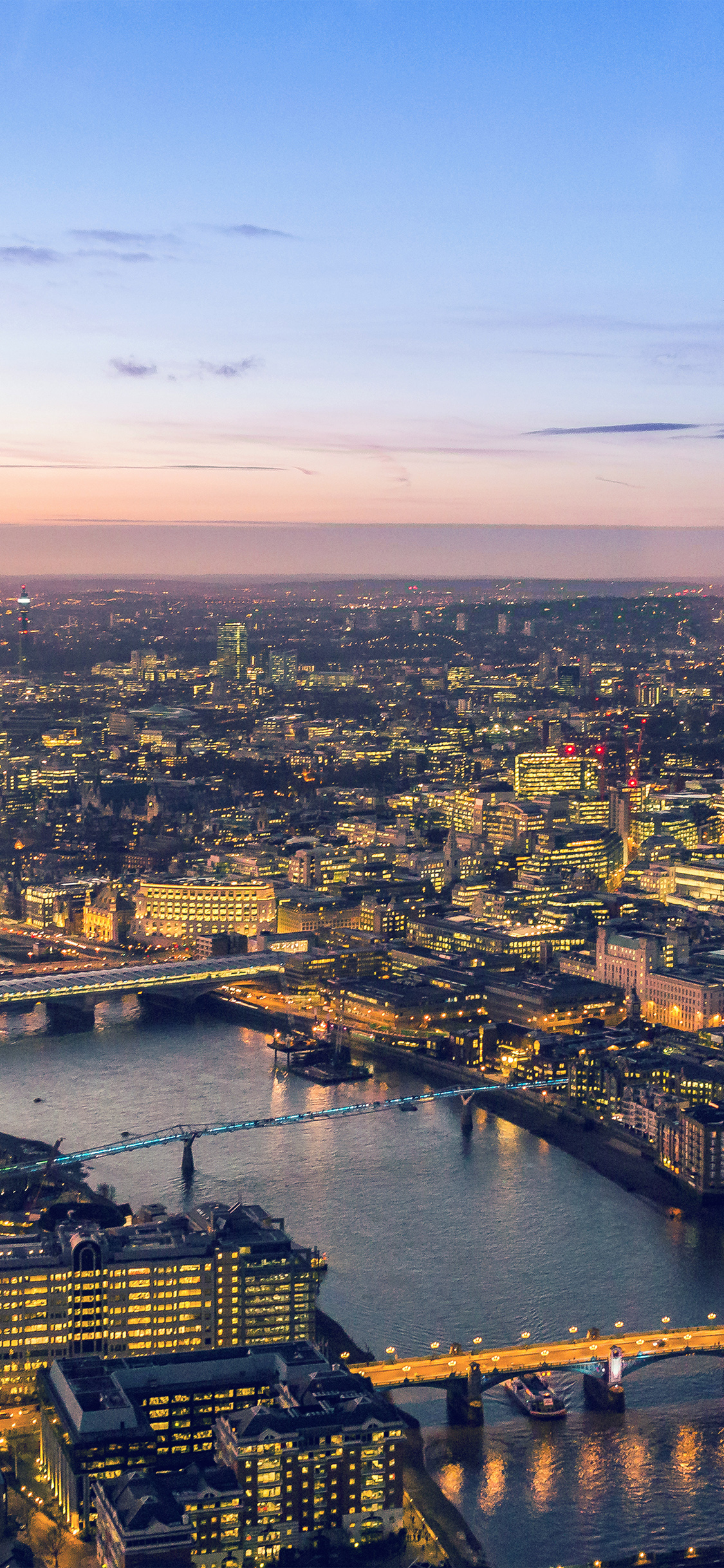 city lights cityview river sunset blue