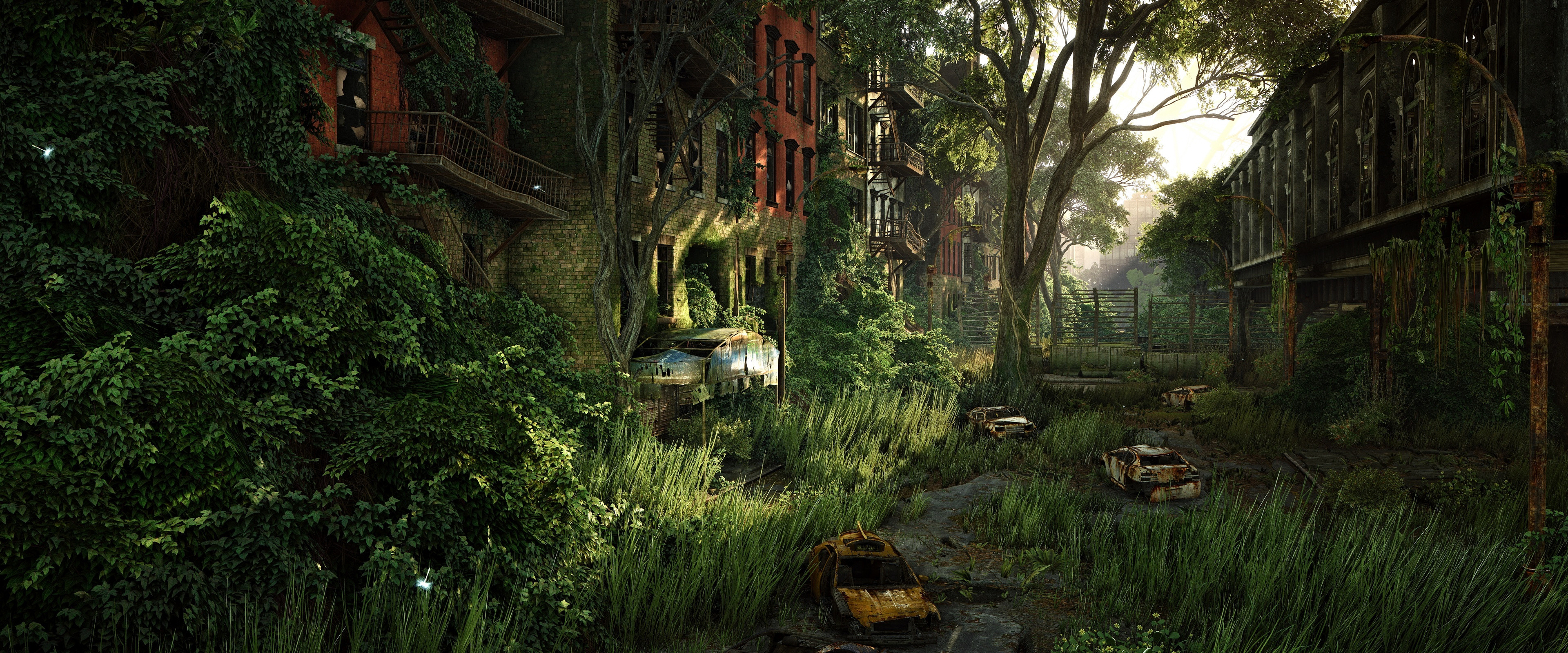 Wallpaper grass, trees, destruction, rust, crysis for mobile and desktop, section игры, resolution 3840x1600