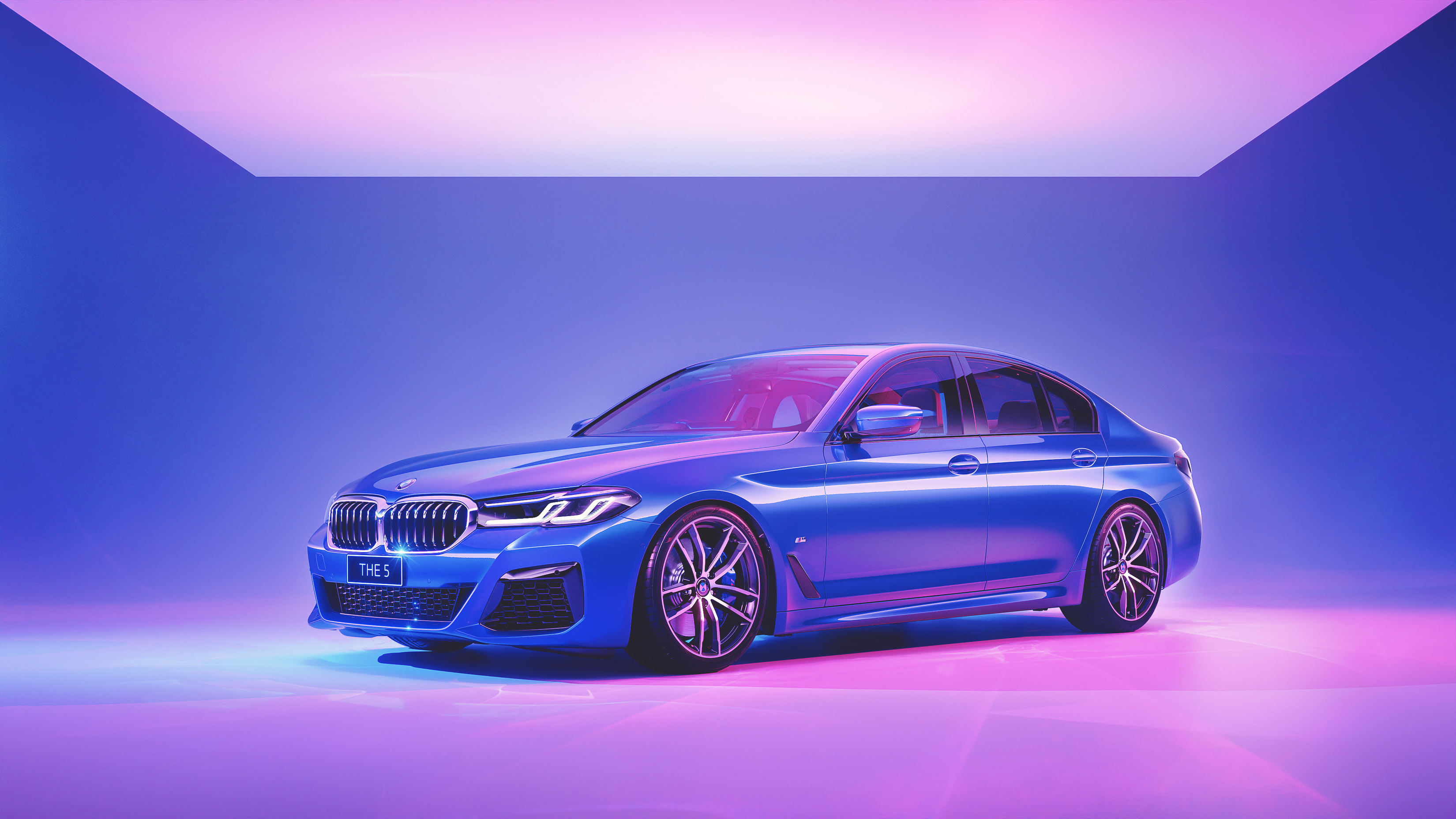 BMW 5 Series 4K HD Luxury Cars Purple Neon