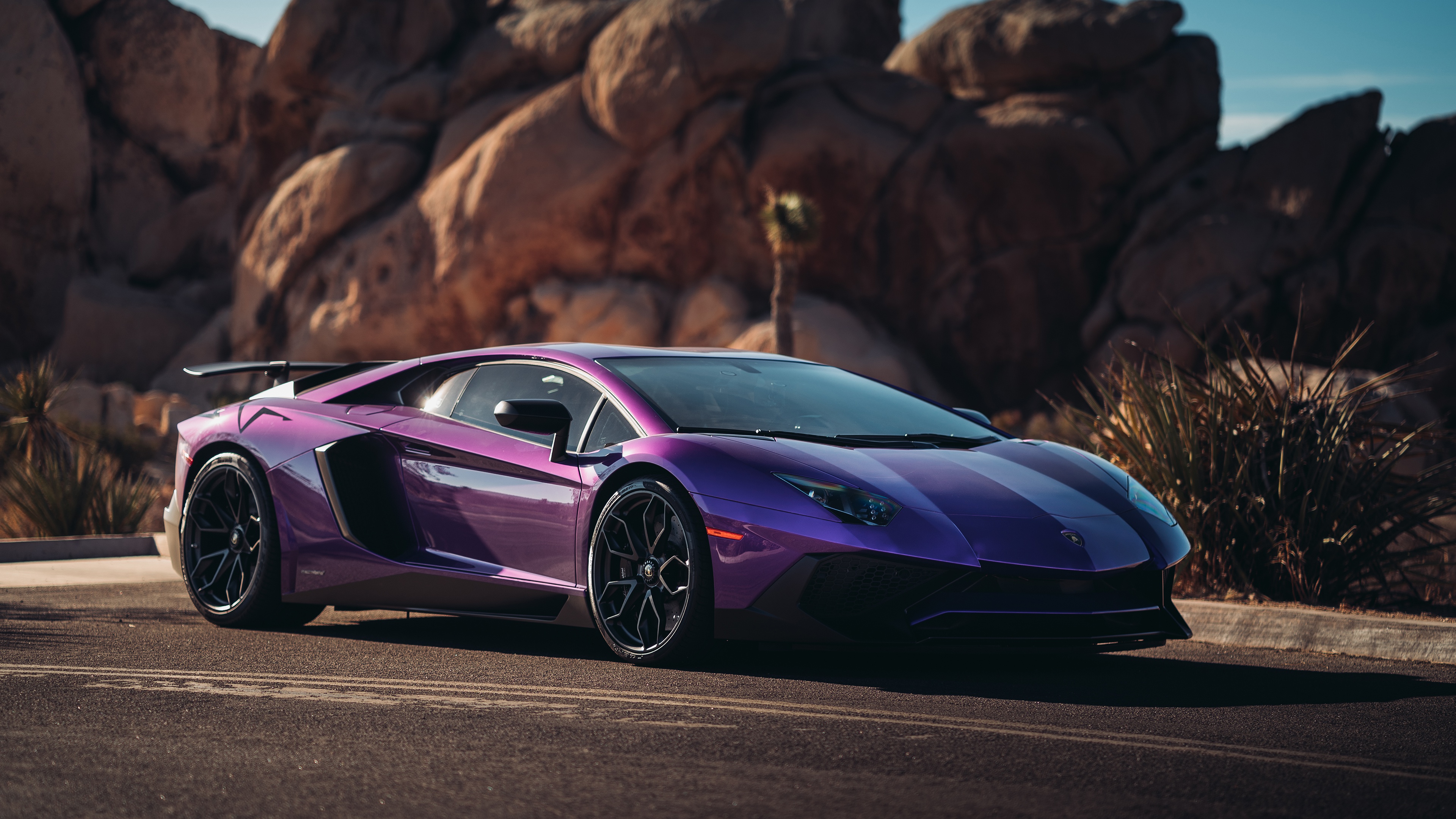 Download Supercar Purple Car Car Lamborghini Vehicle Lamborghini Aventador SV 4k Ultra HD Wallpaper