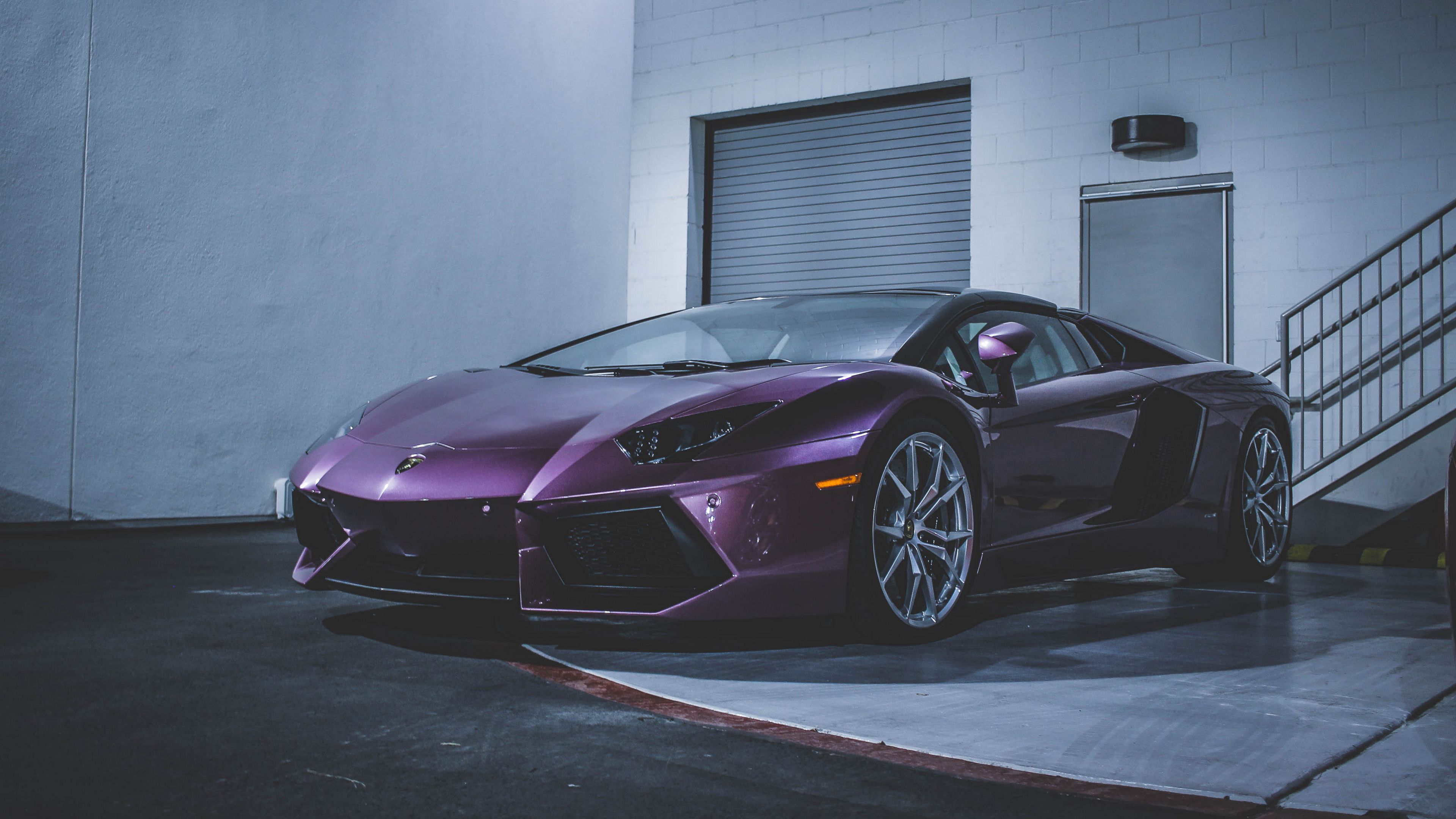 Download wallpaper 3840x2160 lamborghini, sports car, purple 4k uhd 16:9 HD background