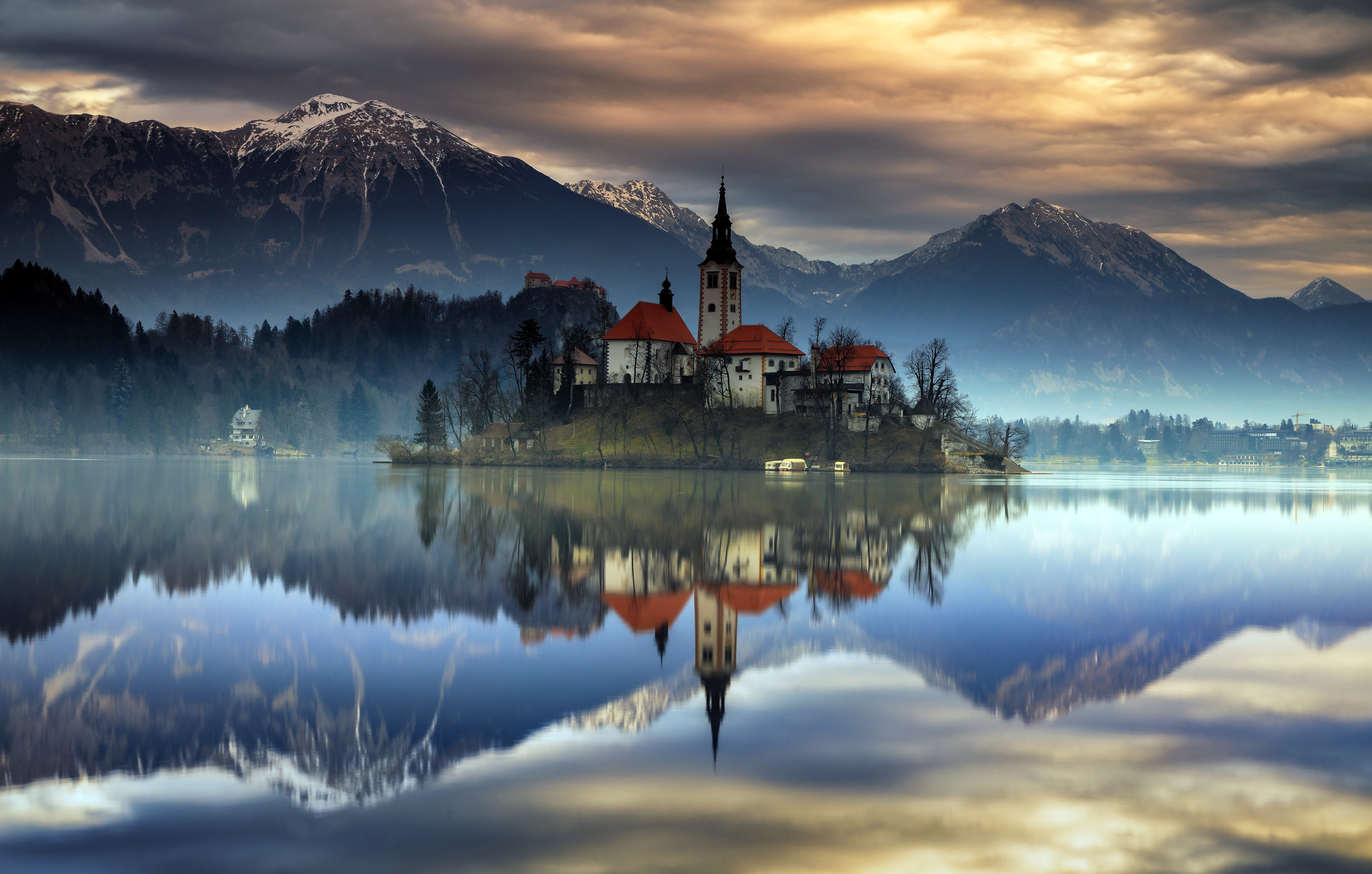 Wallpaper lake, castle, Slovenia, Bled for mobile and desktop, section пейзажи, resolution 6000x3820