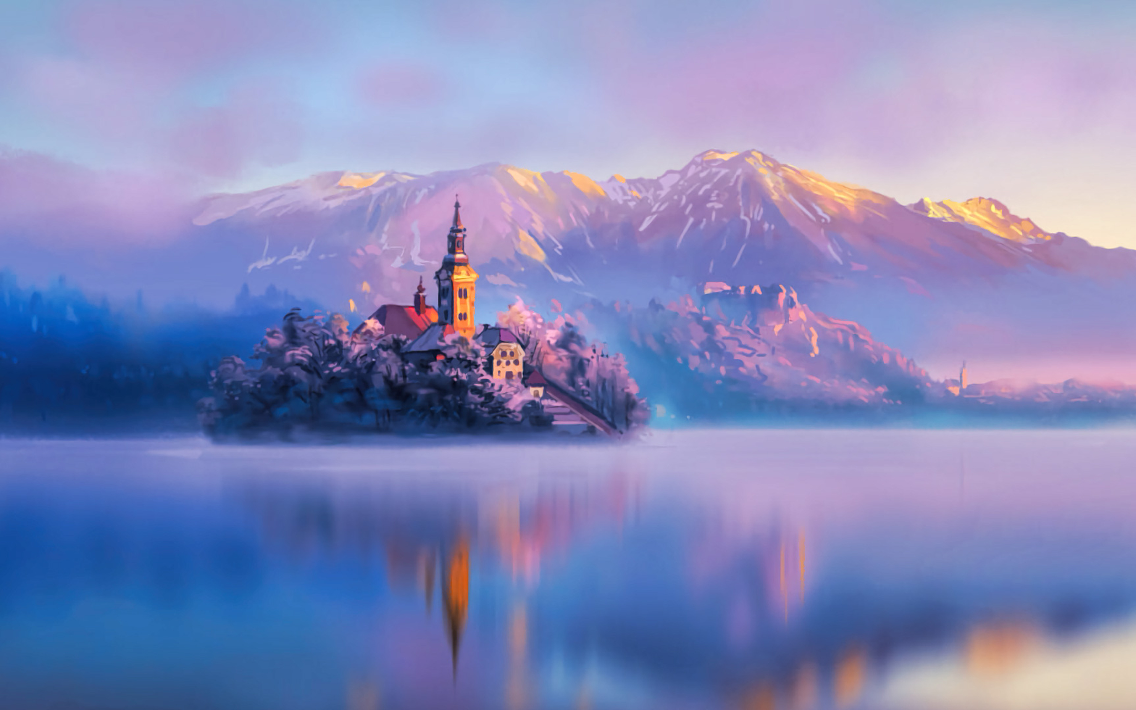 Digital artist Land Water Mountains Lake Slovenia 4K , HD 4k Wallpaper, Image, Background, Photos and Picture