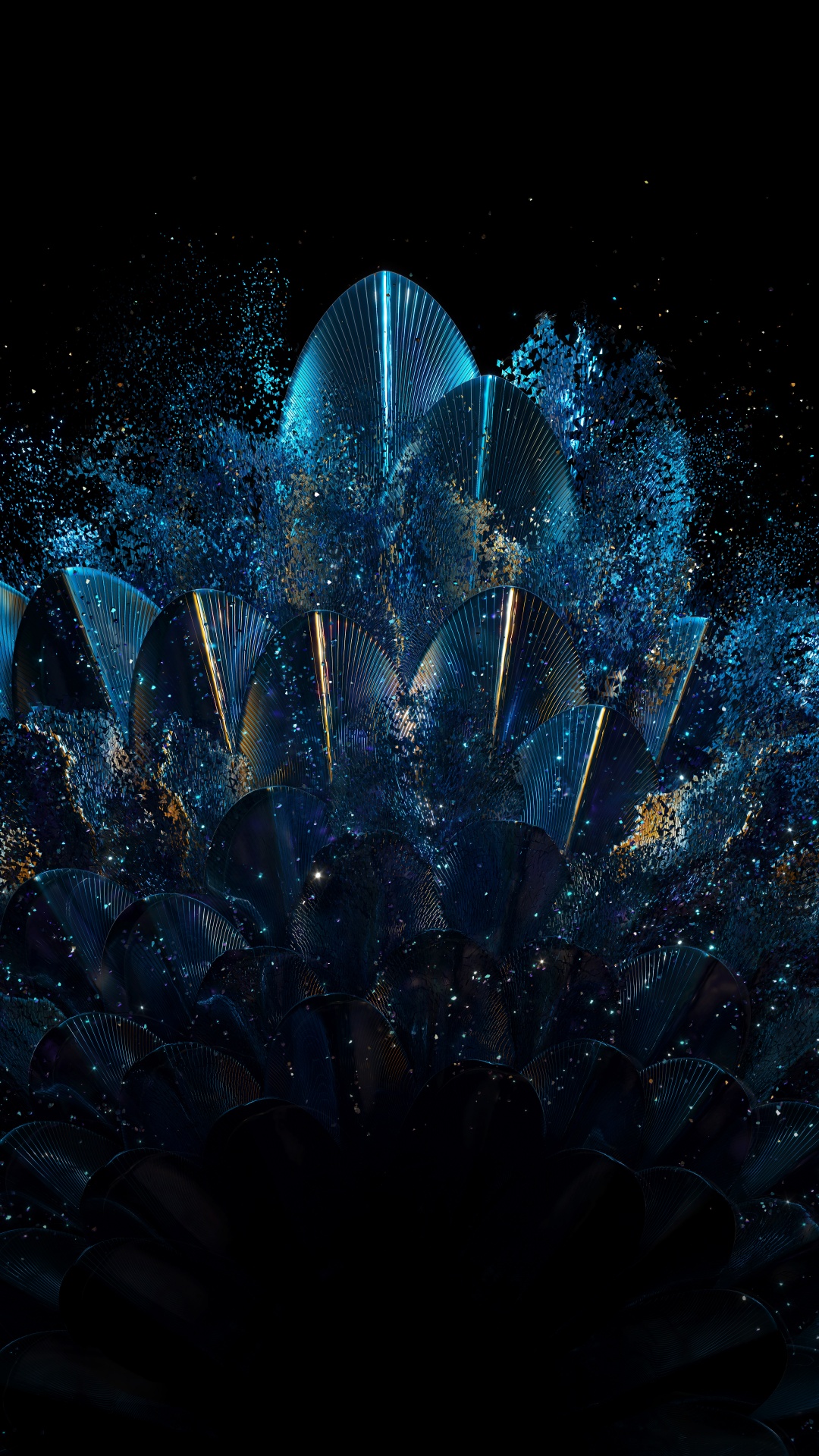 Vibrant Wallpaper 4K, Fold phone, Peacock feathers