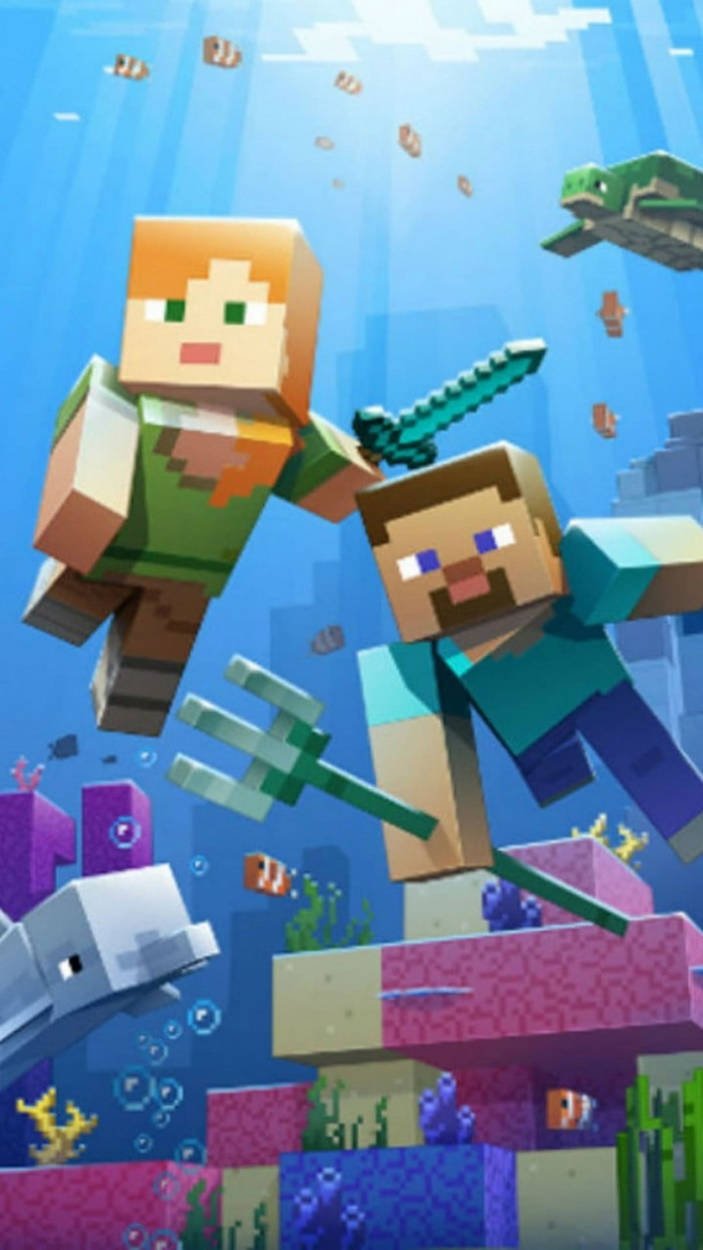 Download Alex And Steve Fighting Minecraft iPhone Wallpaper