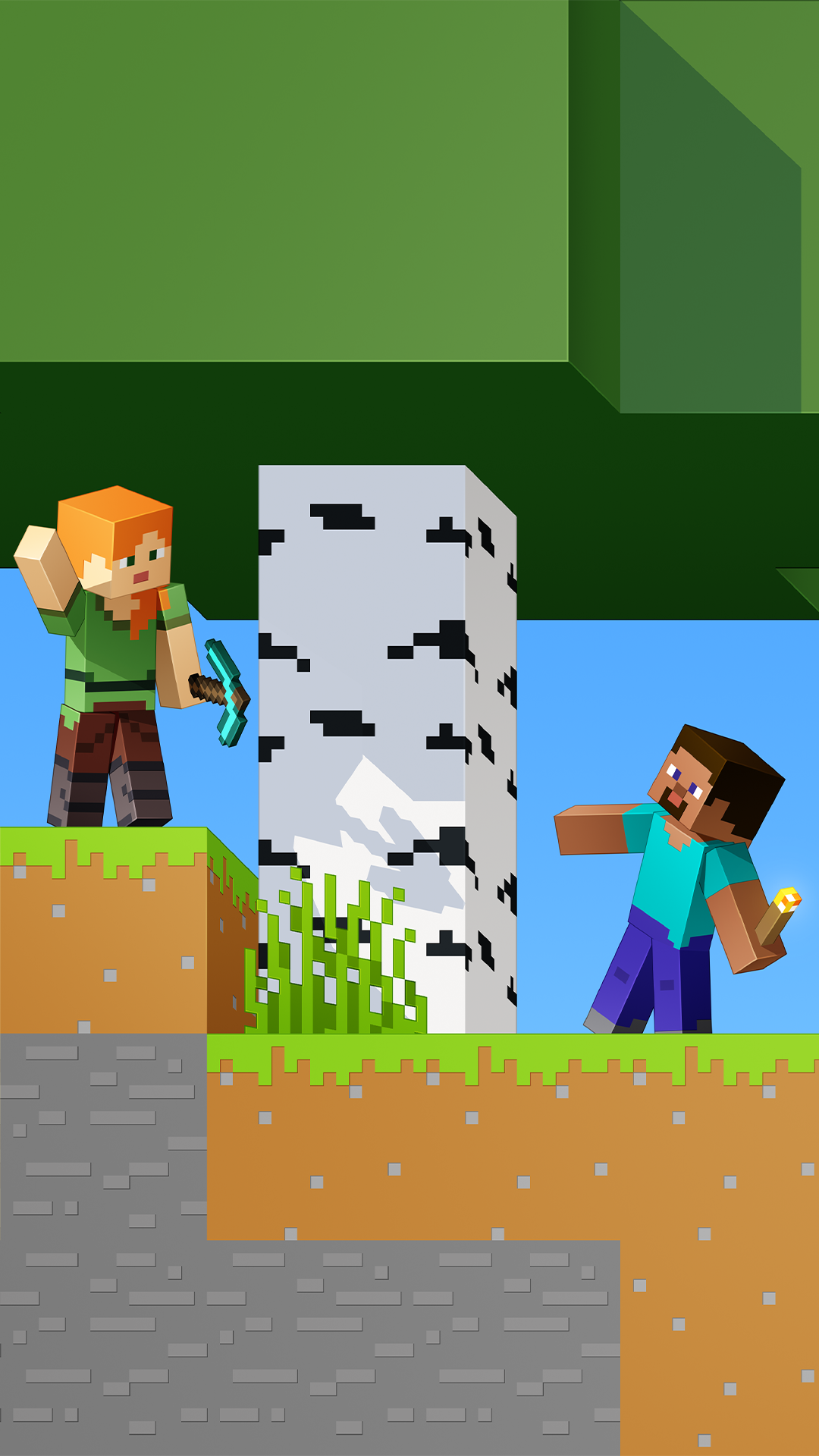 Download Video Game Minecraft Steve (Herobrine Minecraft) Alex (Minecraft) Phone Wallpaper