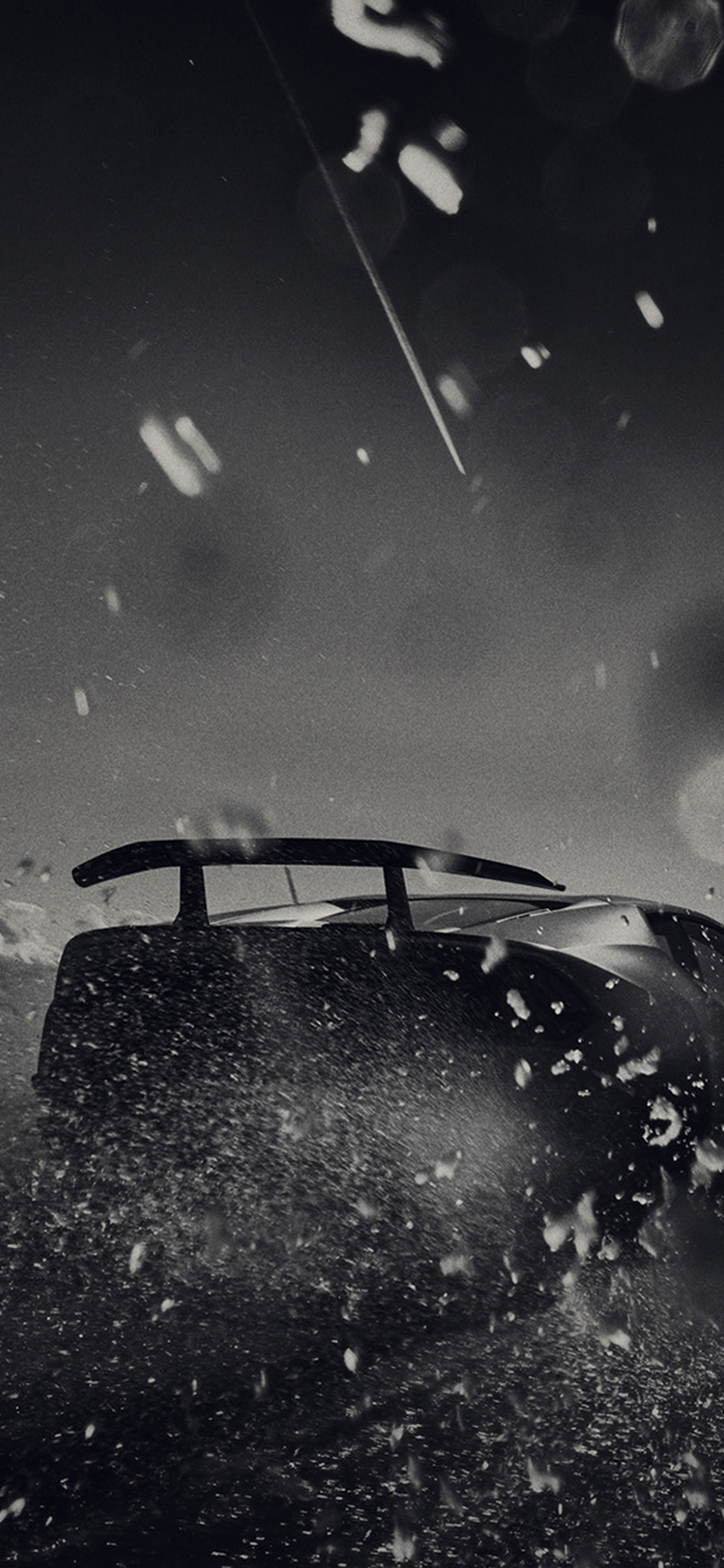 iPhone X wallpaper. racing car bw dark art