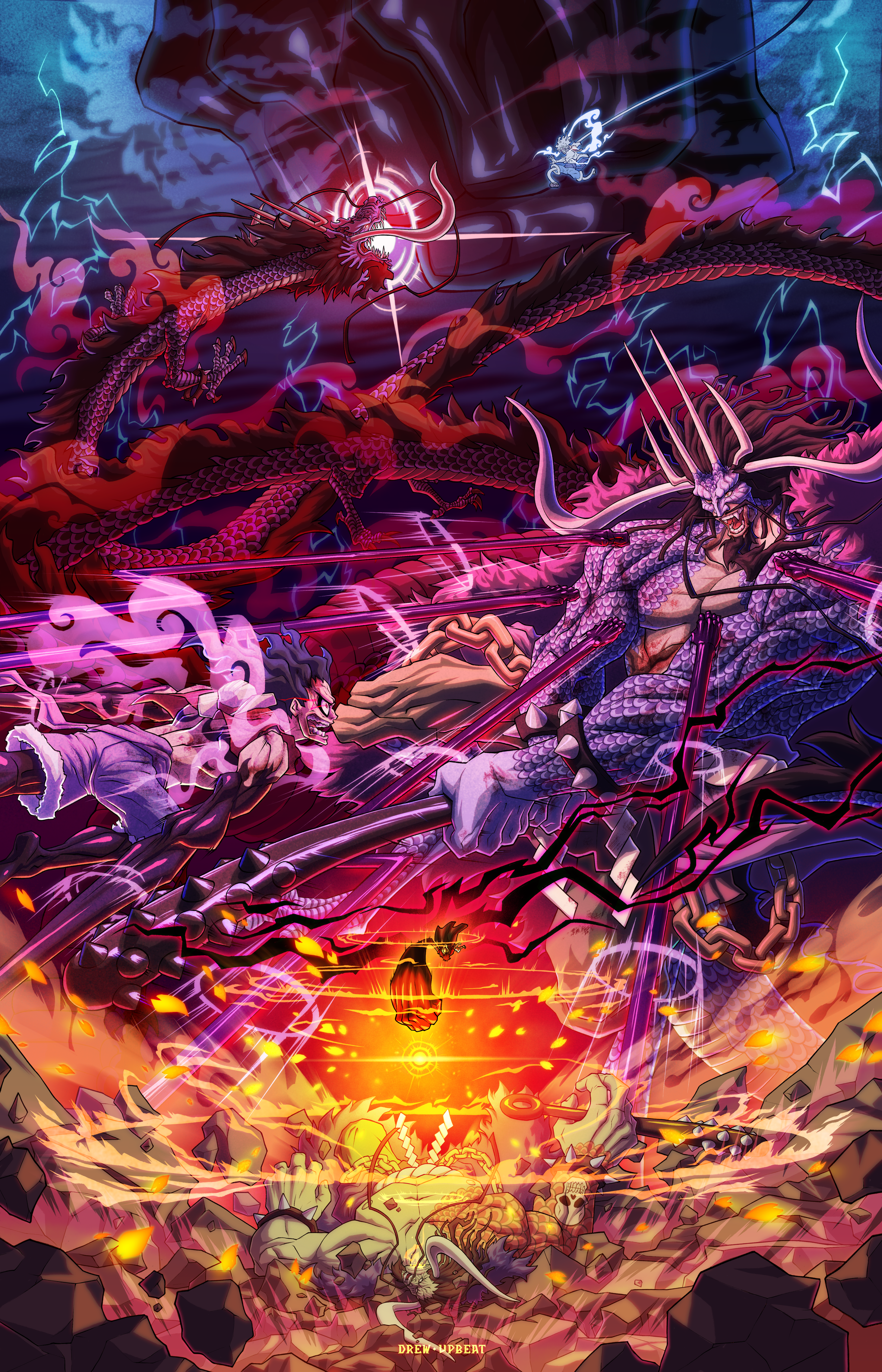 Drums of Liberation. One Piece Fanart Poster -Luffy vs Kaido