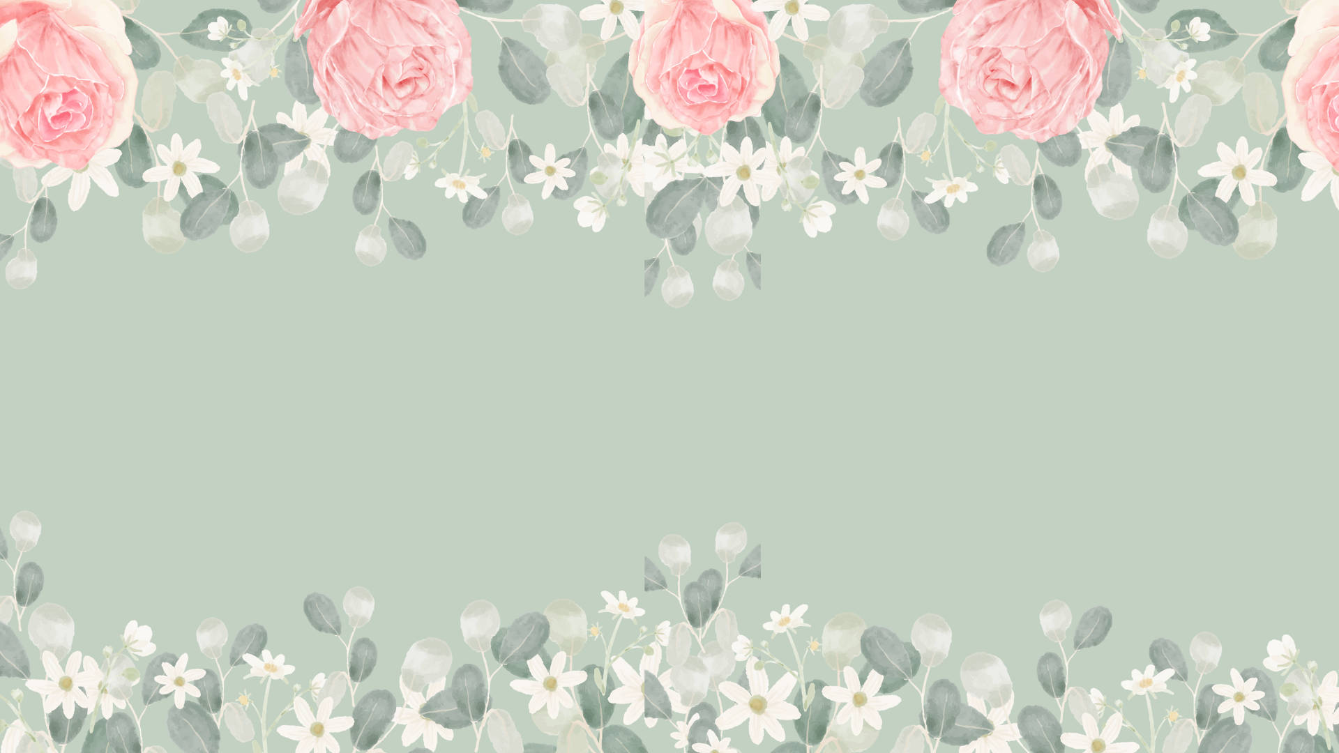 Download Pink Roses Sage Green Desktop Wallpaper