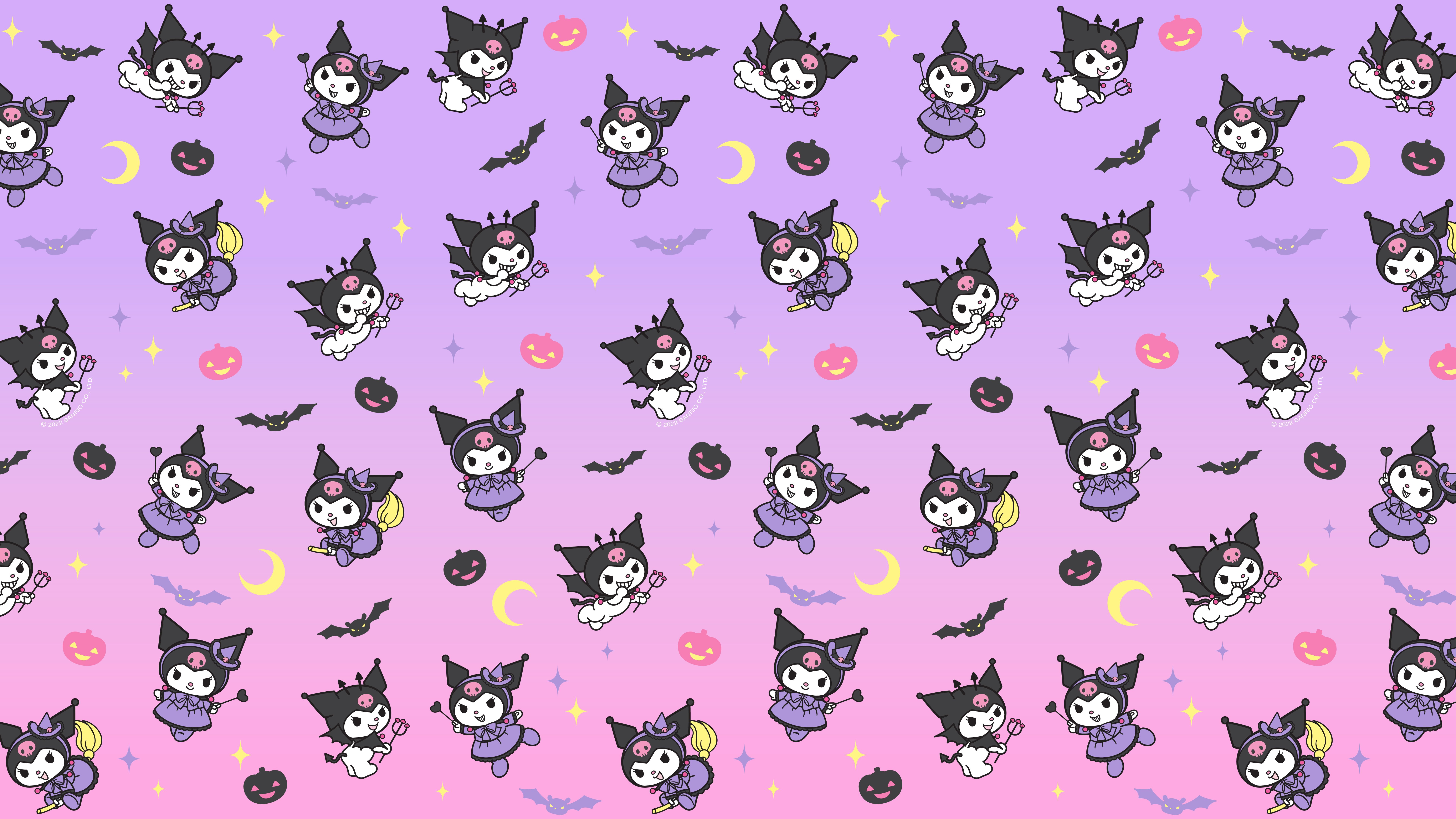 Kuromi Hello Kitty Pattern Design Wallpaper 8k for Desktop