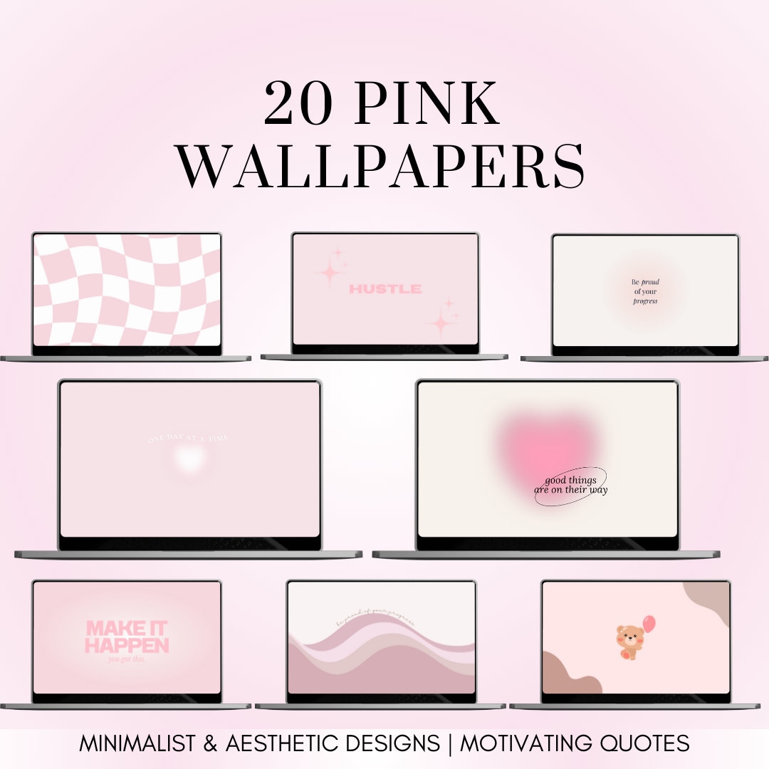 Pink Theme Aesthetic Desktop Wallpaper. Motivation Quotes Desktop Organizer
