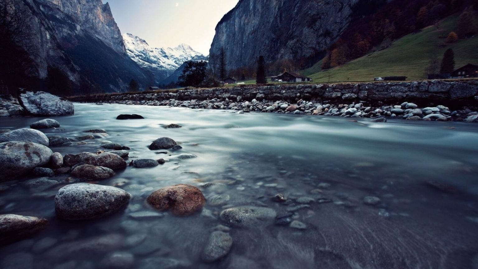 Download Cold Mountain River HD Landscape Desktop Wallpaper