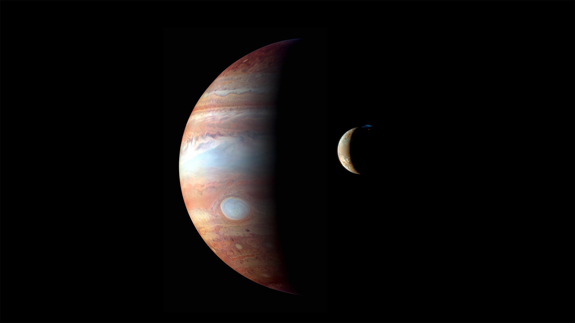 Infrared Jupiter, erupting Io wallpaper