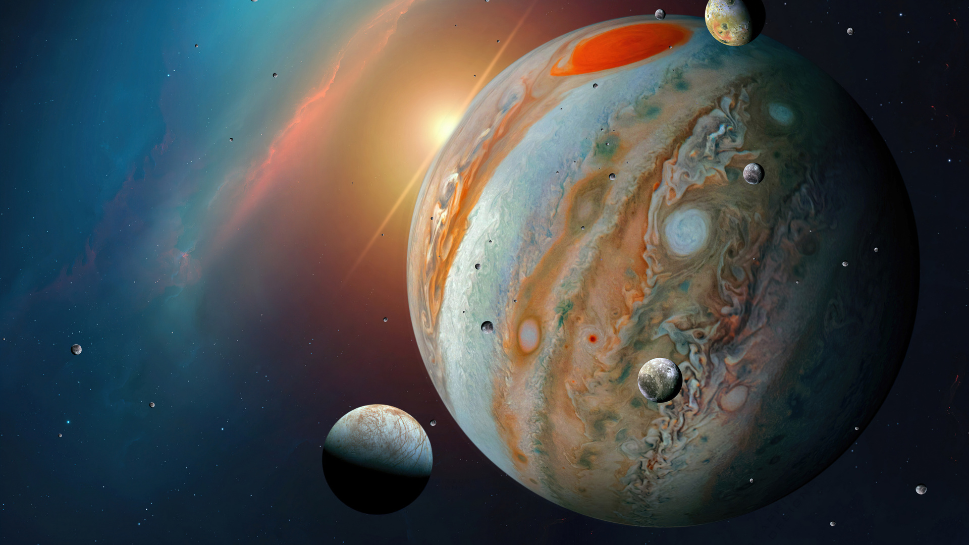 Jupiter Moons Space Abstract Desktop Wallpaper