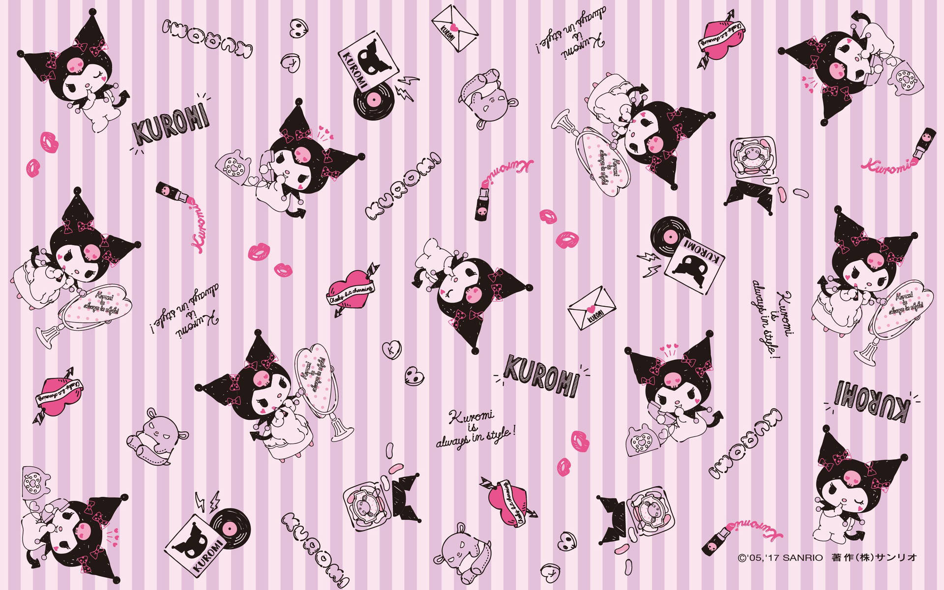 Download free Kuromi Pattern In Lavender Wallpaper