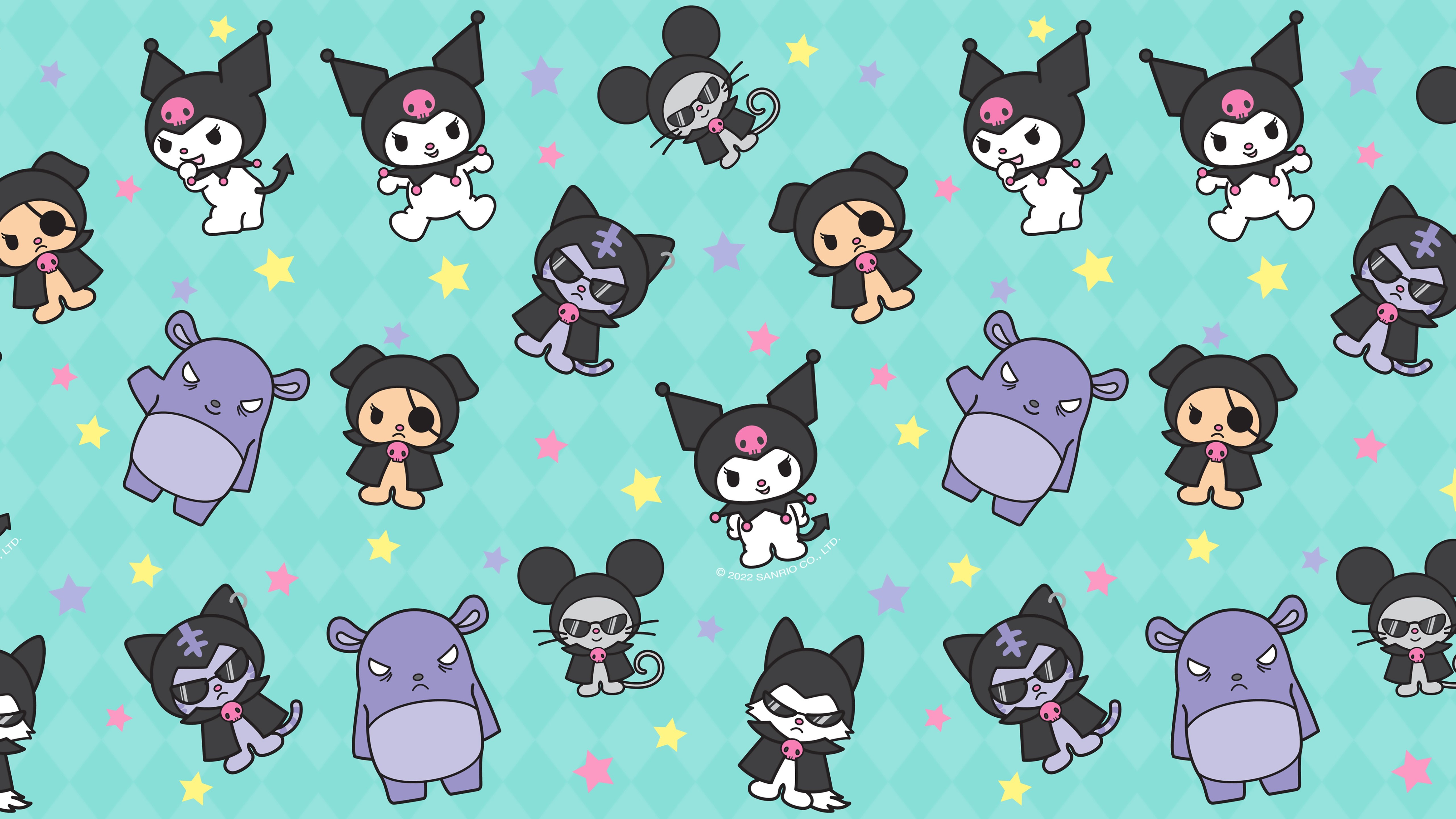 Kuromi and friends pattern design Wallpaper 5k for Desktop