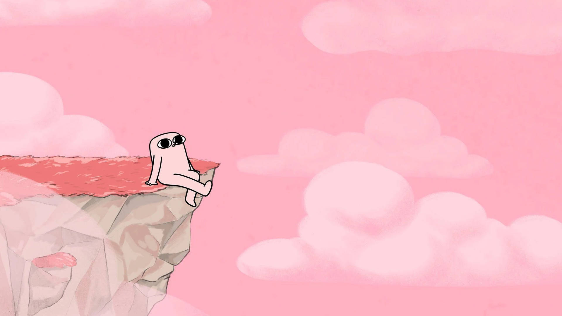 Download Aesthetic Cartoon Ketnipz Character On Cliff Wallpaper