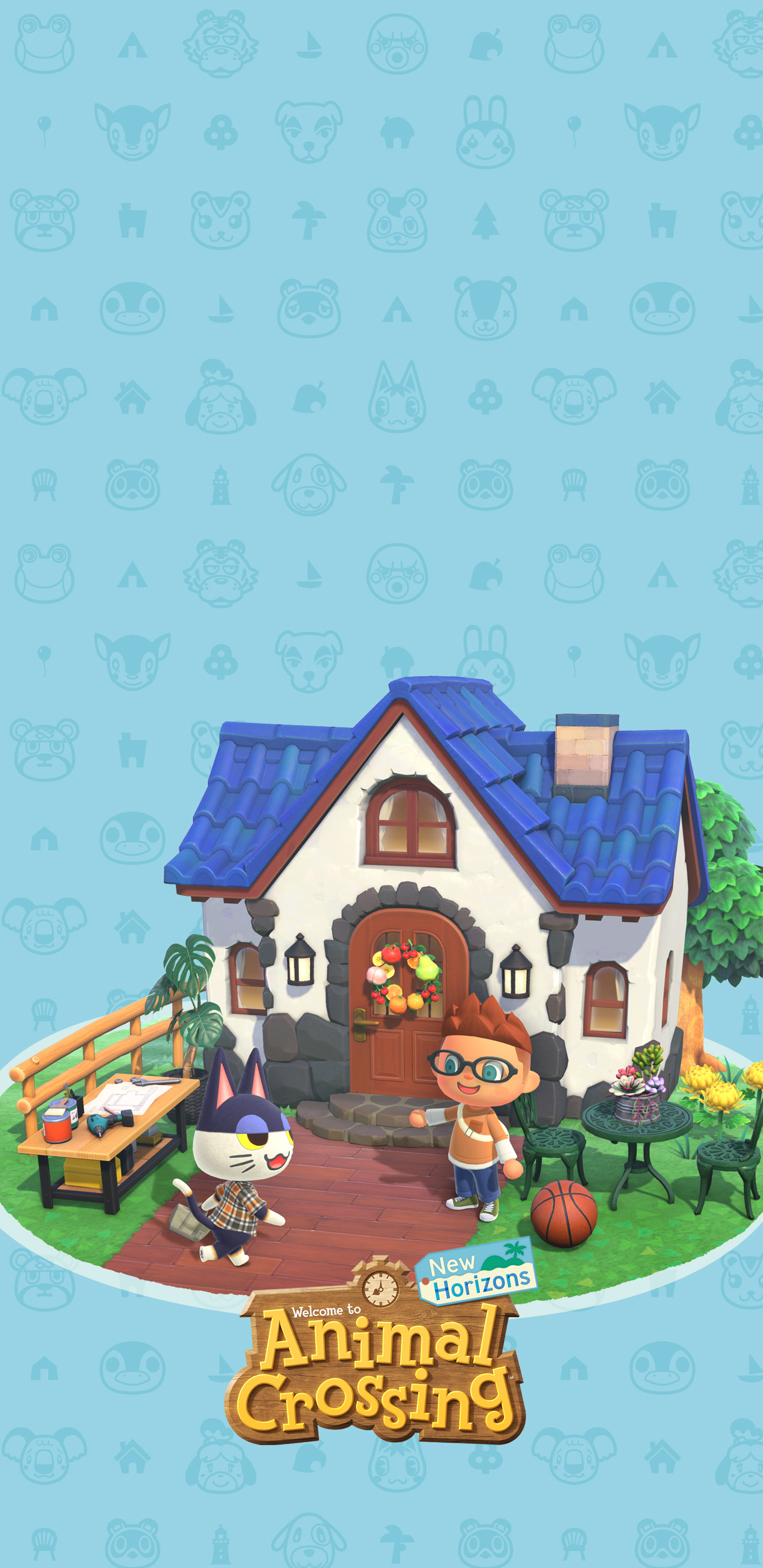 Animal Crossing New Horizons Home Wallpaper with Monocle