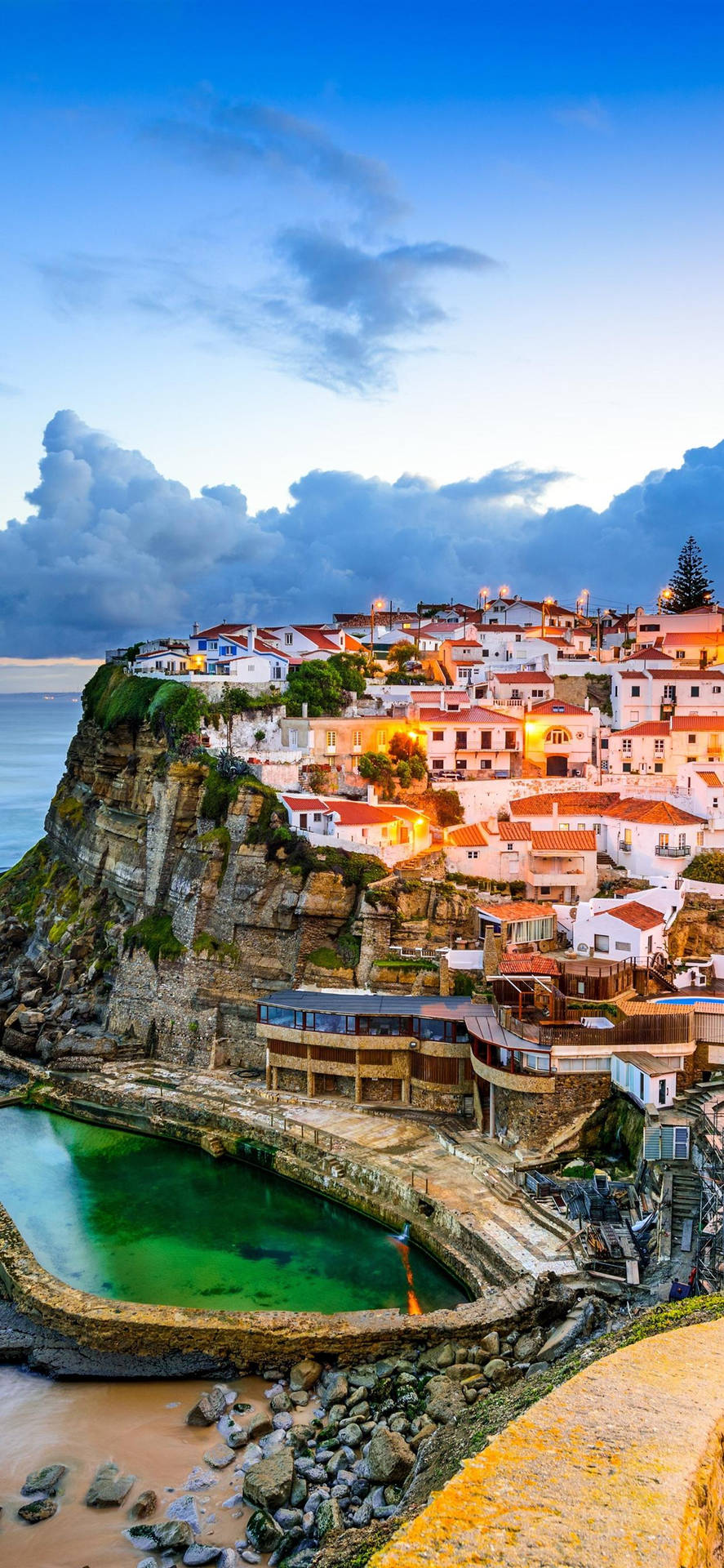Download Beautiful landscape of Azenha do Mar Beach in Sintra, Portugal. Wallpaper