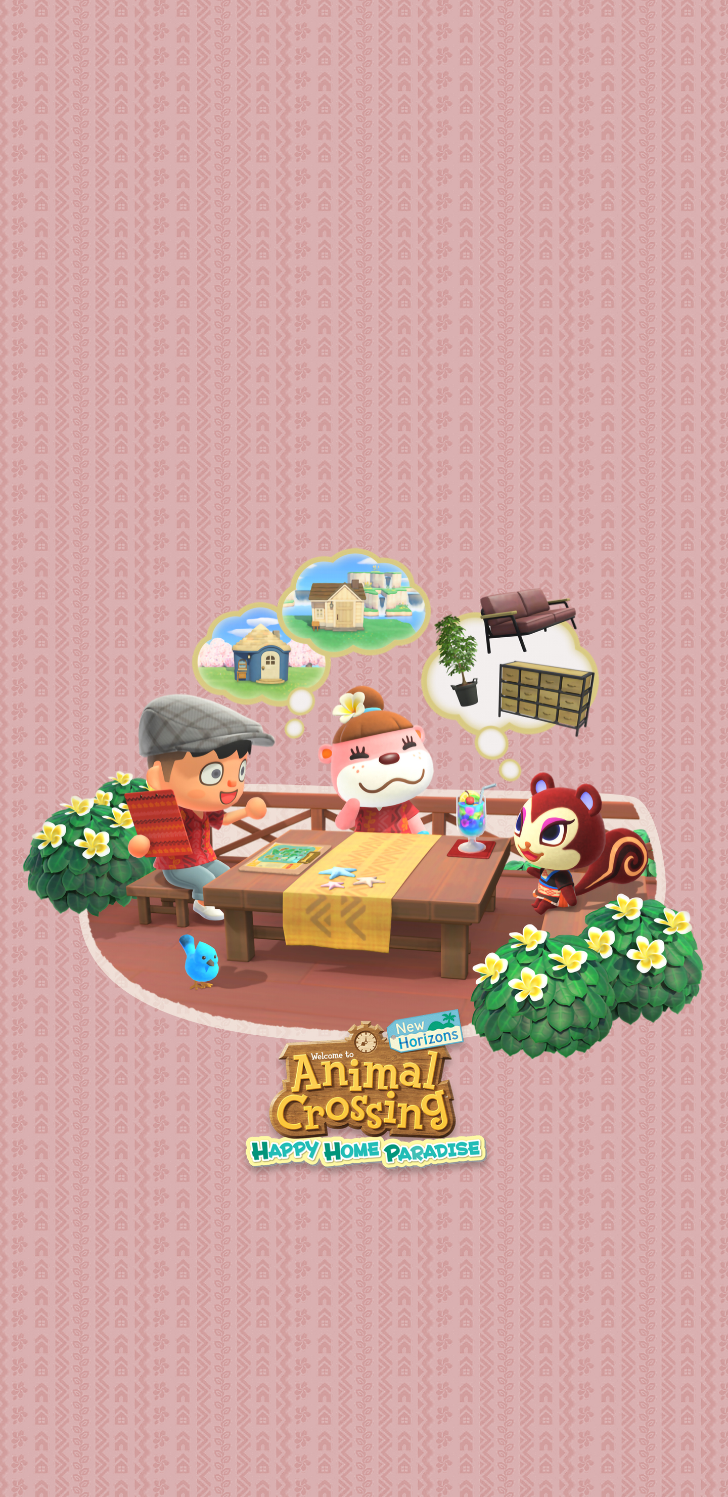 Animal Crossing: New Horizons Home Paradise Wallpaper with Monocle