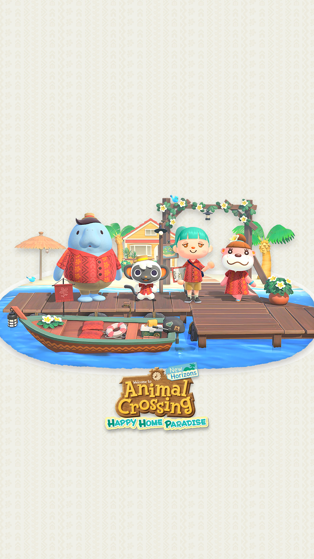 Animal Crossing: New Horizons Home Paradise Wallpaper with Monocle