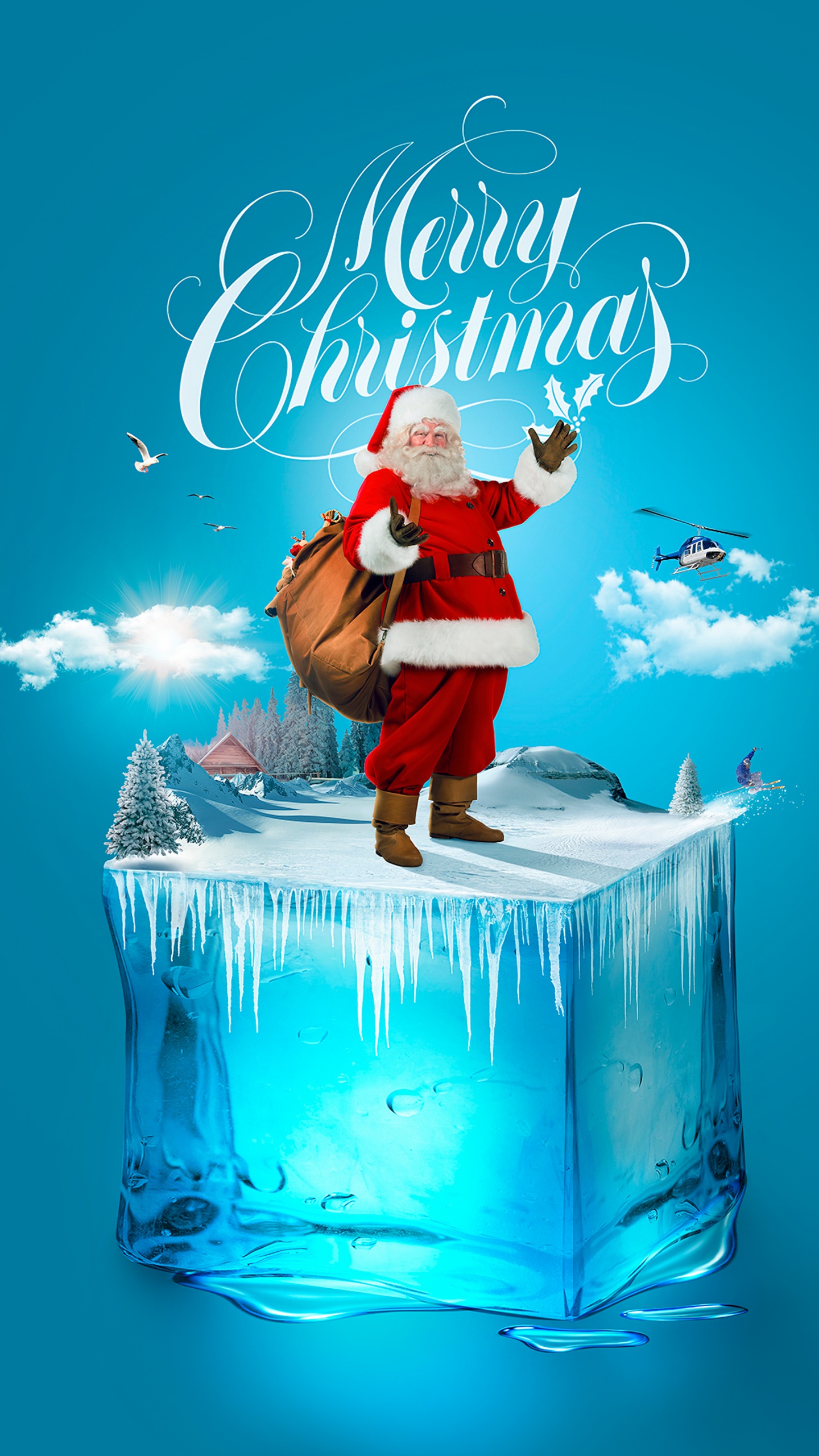 Santa Claus Wallpaper 4K, Ice cube, 5K, Surreal