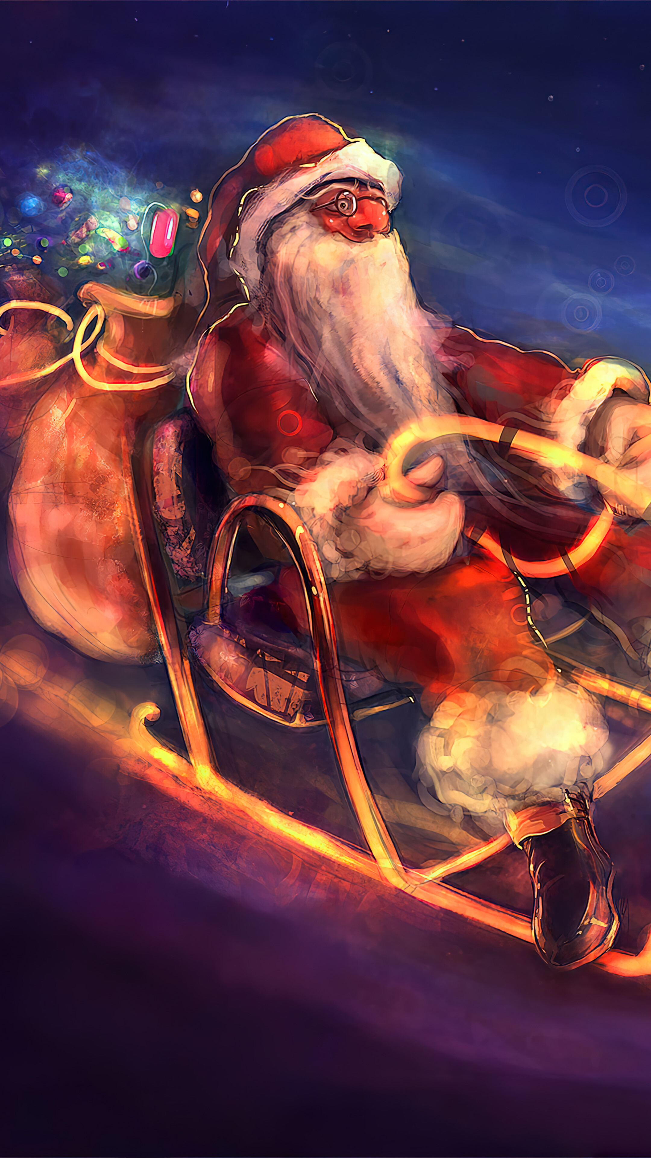 Santa Claus Gifts Sleigh 4K Wallpaper iPhone HD Phone h