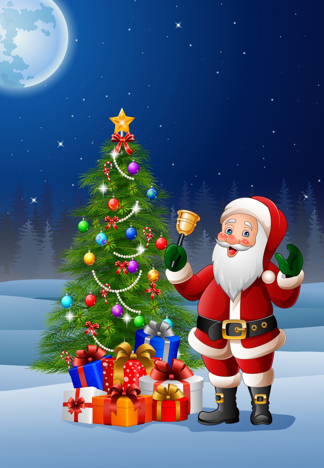 Photos New year Santa Claus Christmas tree present 1331x1920