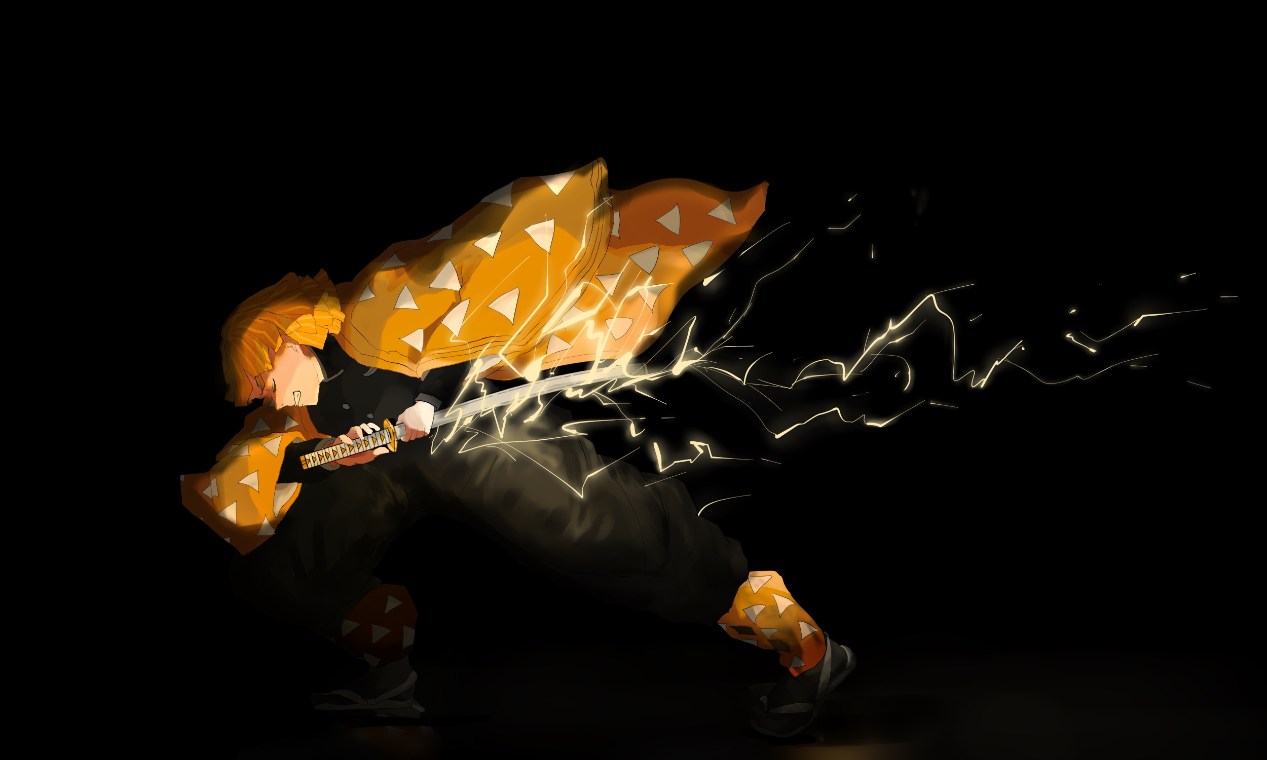 Download Zenitsu Agatsuma Anime Demon Slayer: Kimetsu No Yaiba HD Wallpaper by きーこ