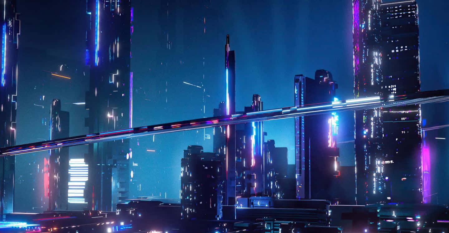 Download immersed In The Neon Future City Wallpaper