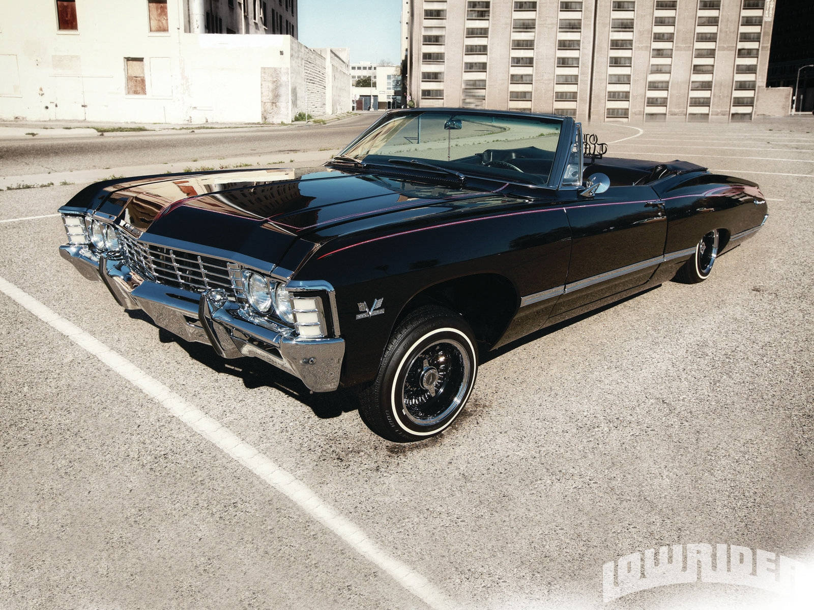 Download Lowrider Black 1967 Chevrolet Impala Wallpaper