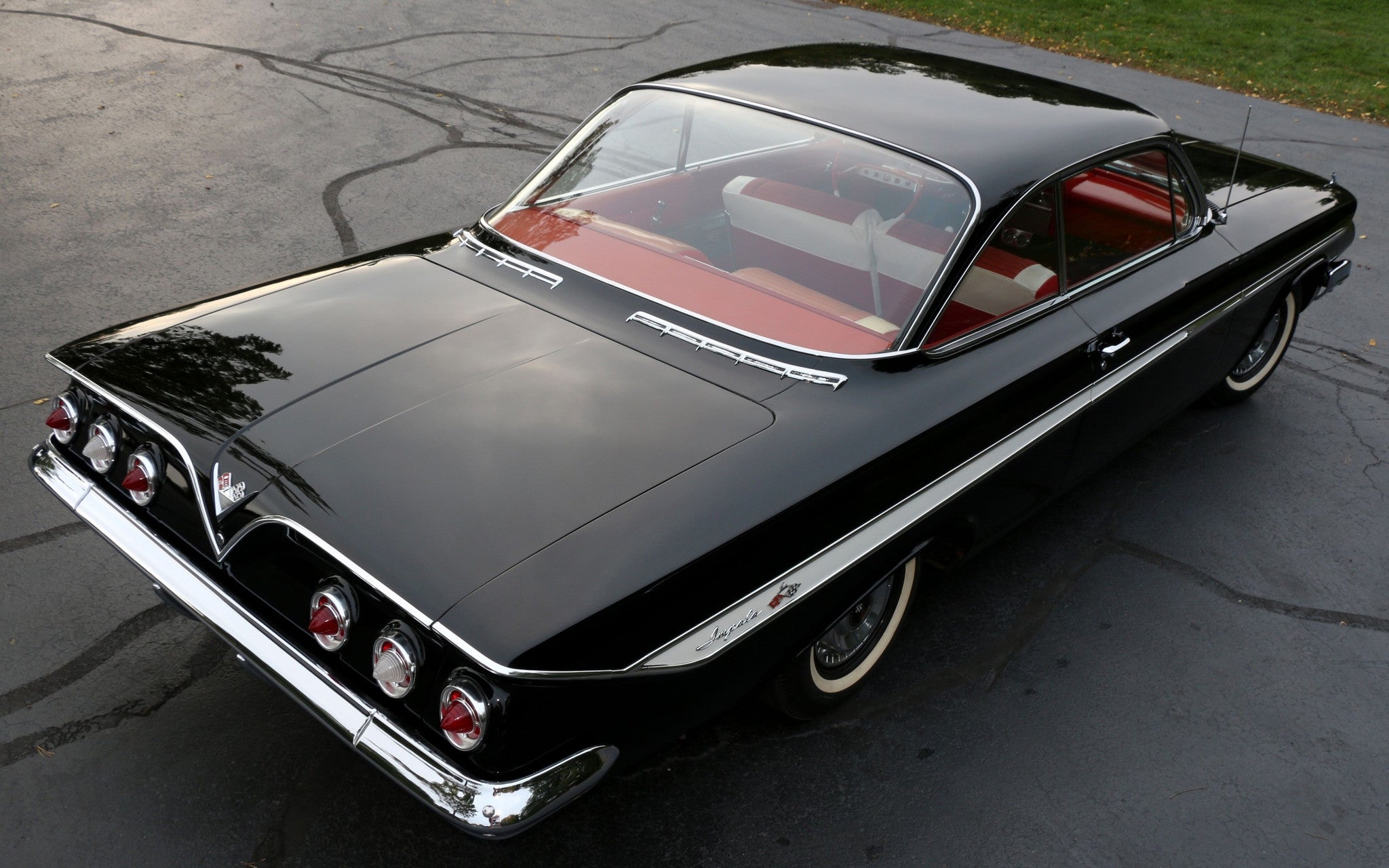 CHEVROLET CHEVY IMPALA 1961 BLACK GICLEE CANVAS ART PRINT POSTER