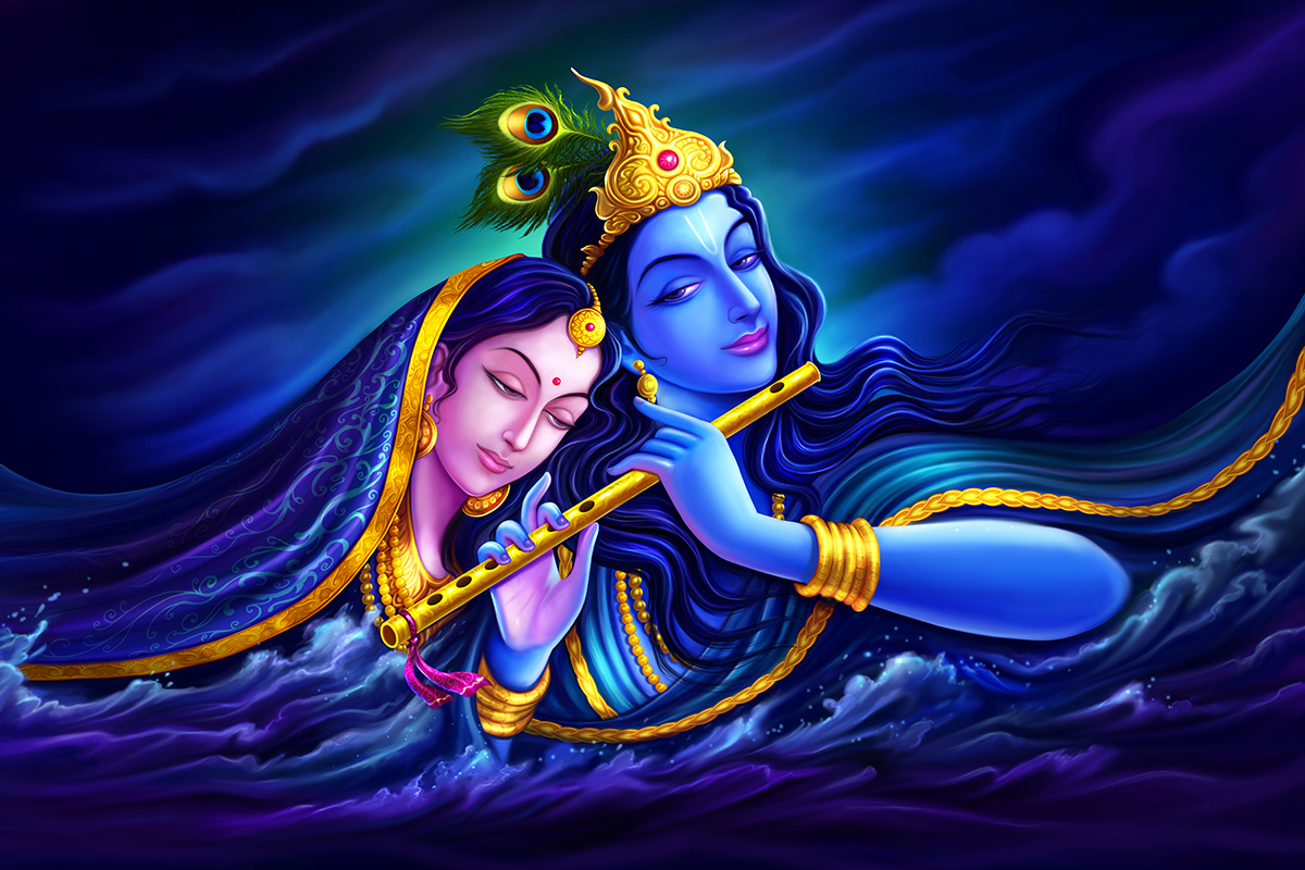 Blue Color Radha Krishna Wallpaper