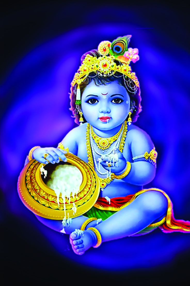 Little Krishna poster Blue backgound