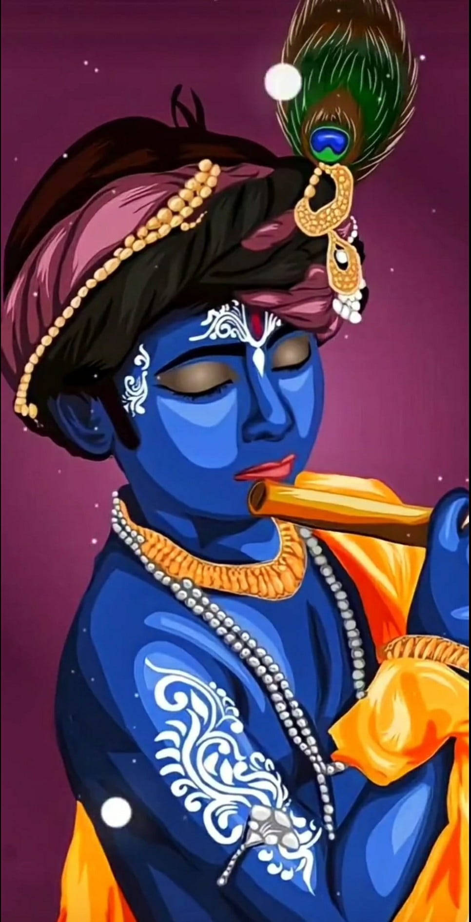 Download Animated Krishna Dark Blue Body Wallpaper