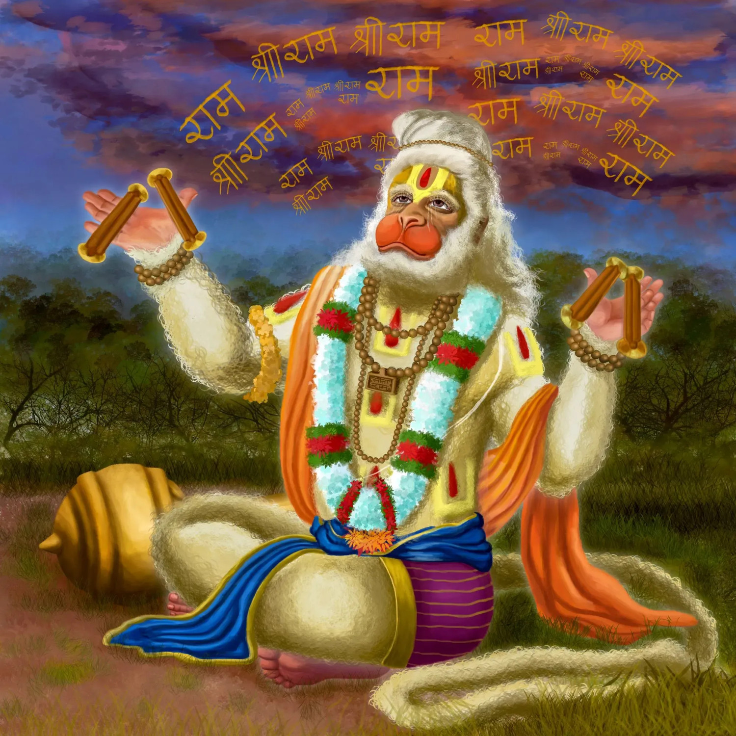 Buy Lord Hanuman, Realism, Mythological Painting Online