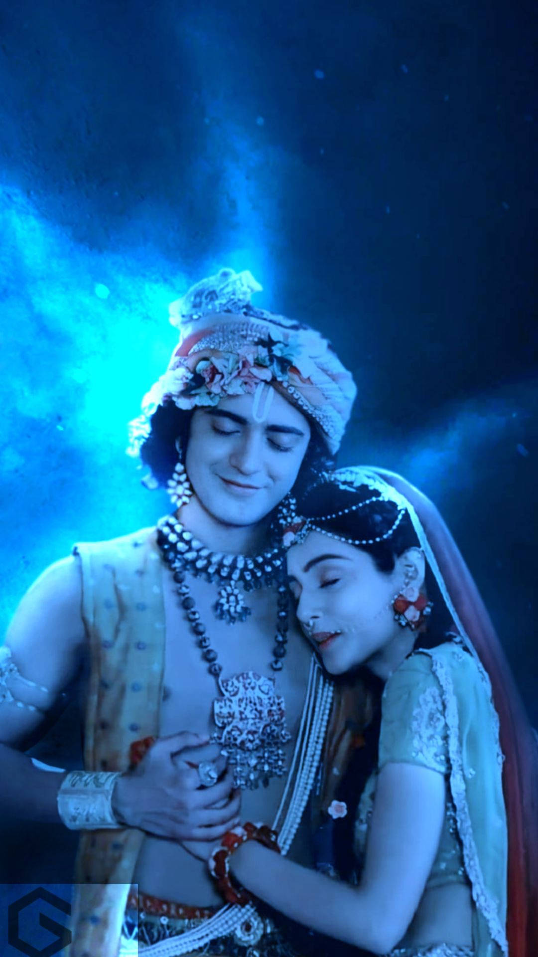 Download Radha Krishna Serial Blue Light Wallpaper